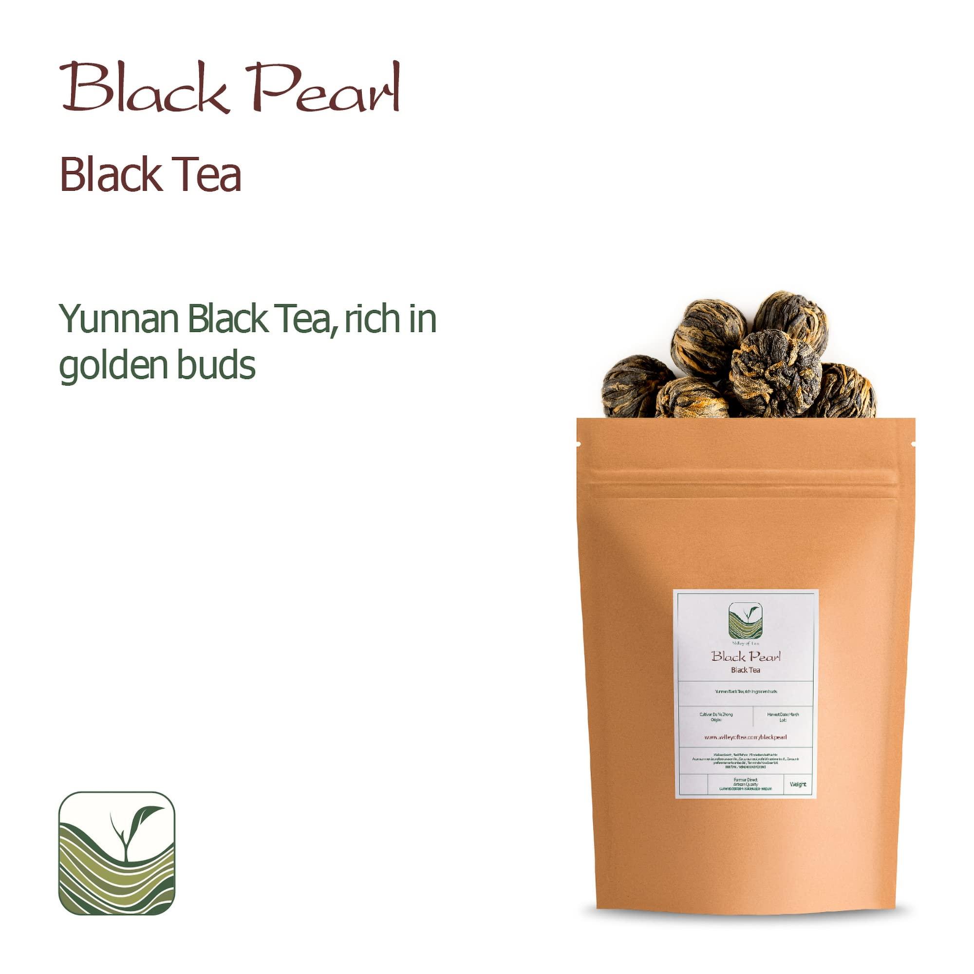 Valley of Tea Yunnan Black Dragon Pearls Tea - Strong and Malty Pearl - Golden Special Grade 100g