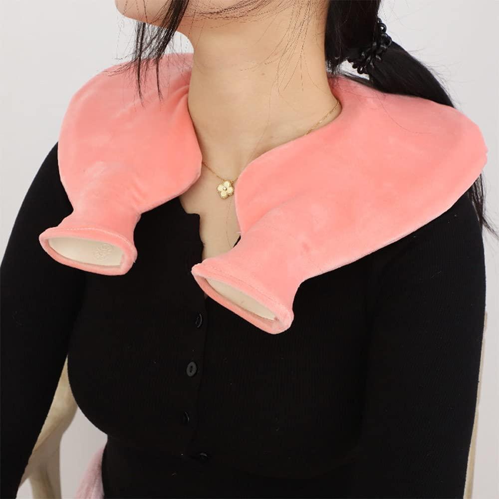 BcofoA Neck hot Water Bottle, a hot Water Bottle Used to Relieve Neck Pain, a Cordless Heating Neck Brace That relieves Stiffness, with a Plush Cover That can be Washed. (Color : Gray)