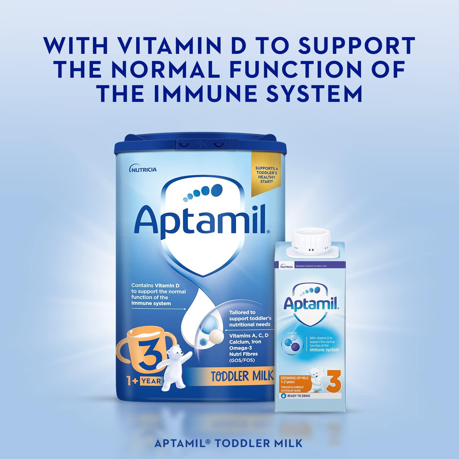 Aptamil Aptamil 3 Toddler Baby Milk Powder Formula, 1-2 Years, 800g (Pack of 6) - Packaging May Vary