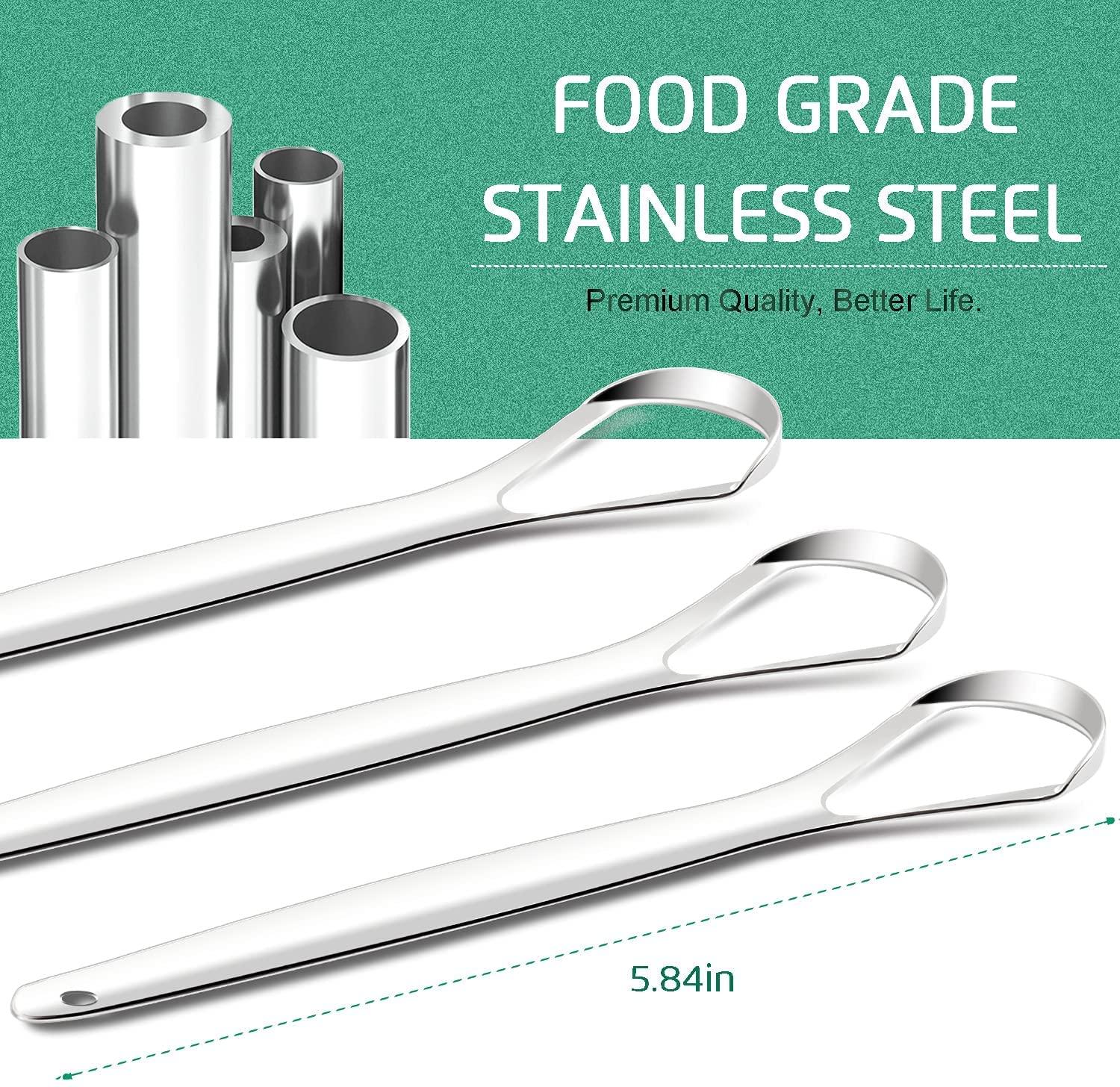 STmea Tongue Scraper, 3pcs Tounge scrappers, Medical Grade Metal Stainless Steel Tongue Cleaner Fights Bad Breath in Seconds, 100% BPA Free Tongue Scrapers Oral Care