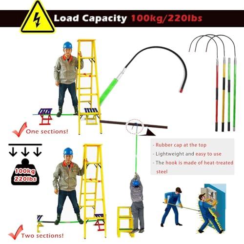 BESTXH BESTXH High Voltage Insulated Rescue Hook, Electrical Safety Rescue Hook Lightweight, 220lb Load Safety Rescue Hook, Detachable Insulated Rescue Hooks, for Electrician Fire,Green,3.3ft/1m