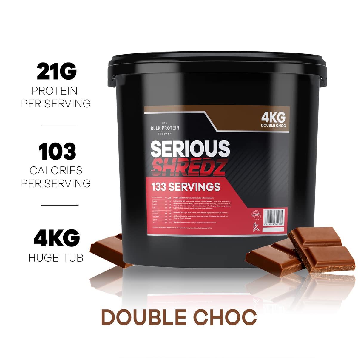 The Bulk Protein Company Serious Shredz 4kg Diet Whey Protein Powder Contains L-Carnitine L-Tartrate and Green Tea extract Supports Lean Muscle Growth, 133 Servings The Bulk Protein Company (Double Chocolate)