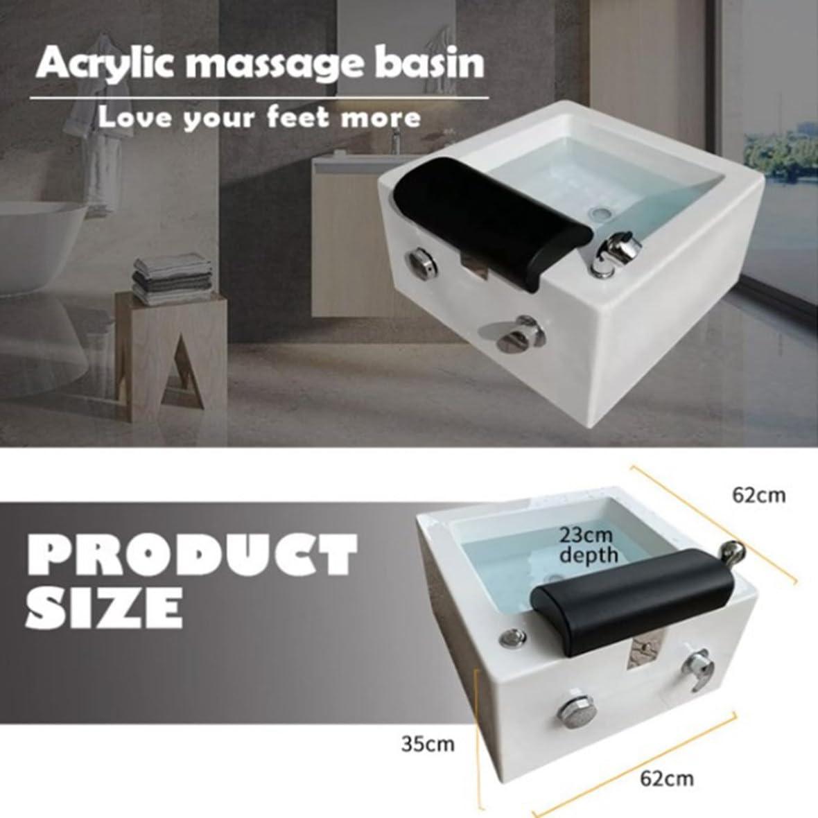 Generic Portable Pedicure Foot Spa Bathtub with Acrylic Chair - Relaxing Feet Spa Tub for Home and Salon Use - Shower Wash & Massage Features