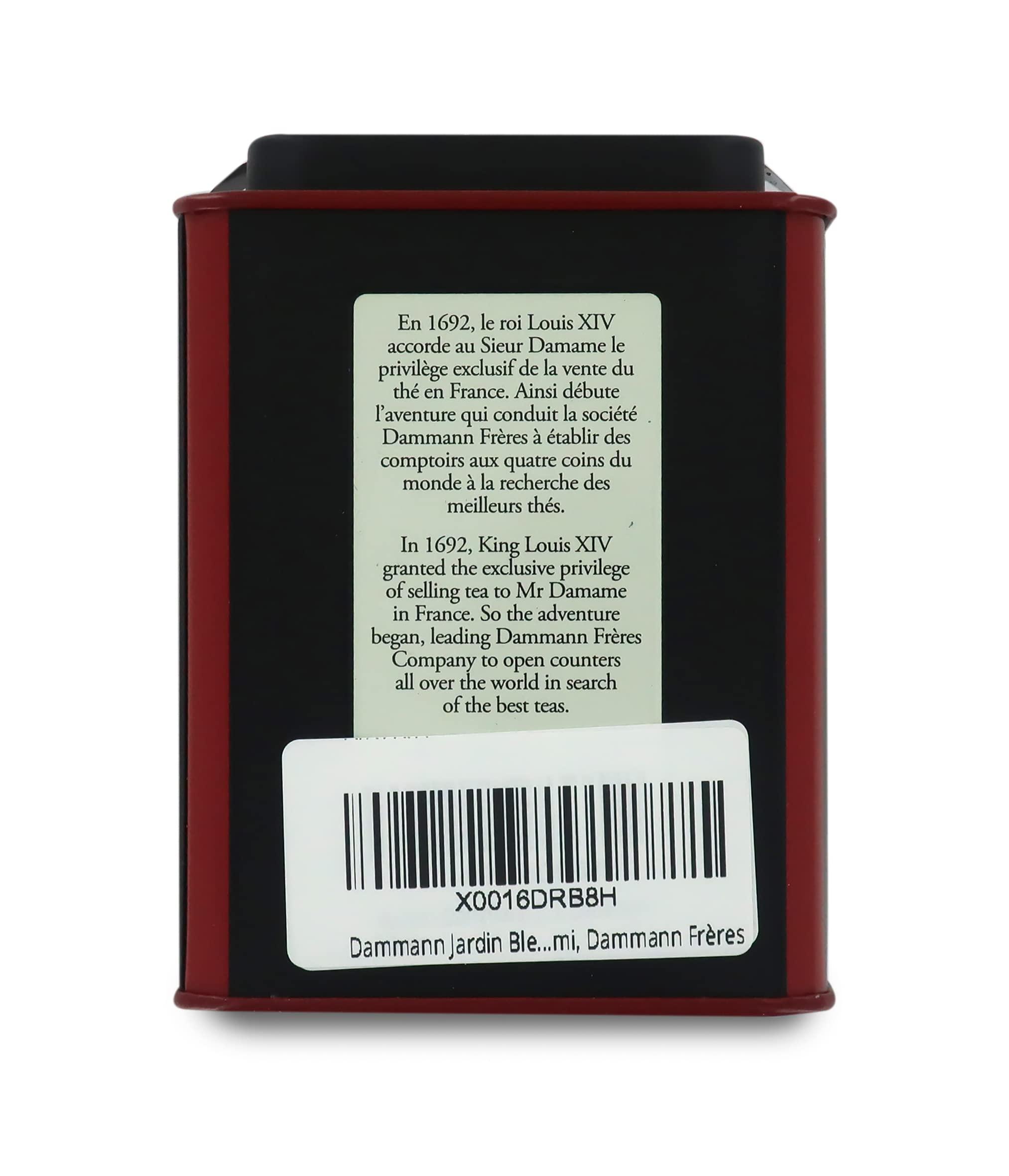 Pasticceria Passerini dal 1919 Pasticceria Passerini dal 1919 Jardin Bleu, Rhubarb and Strawberry-Flavoured Black Tea, 100g / 3.52oz Loose Leaf Tea in Tin, Dammann Frères