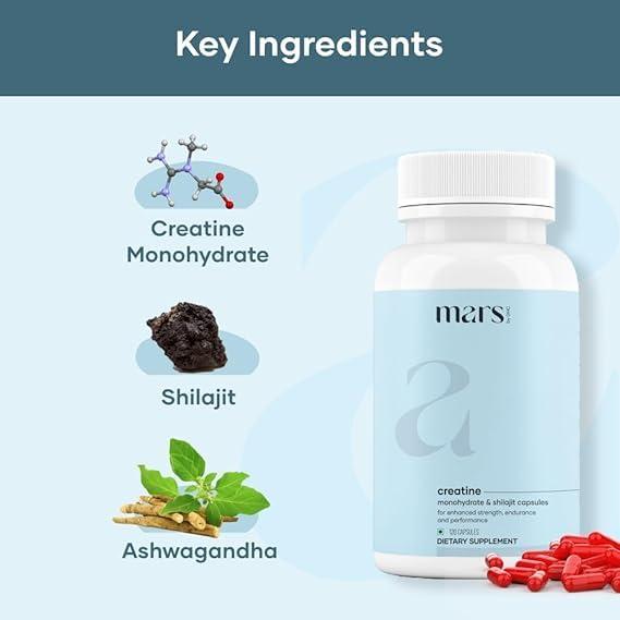 mars by GHC Creatine Capsules Powered with Shilajit by by GHC (120 N) - Pack of 3 | Supports Overall Well Being | Good Health Company