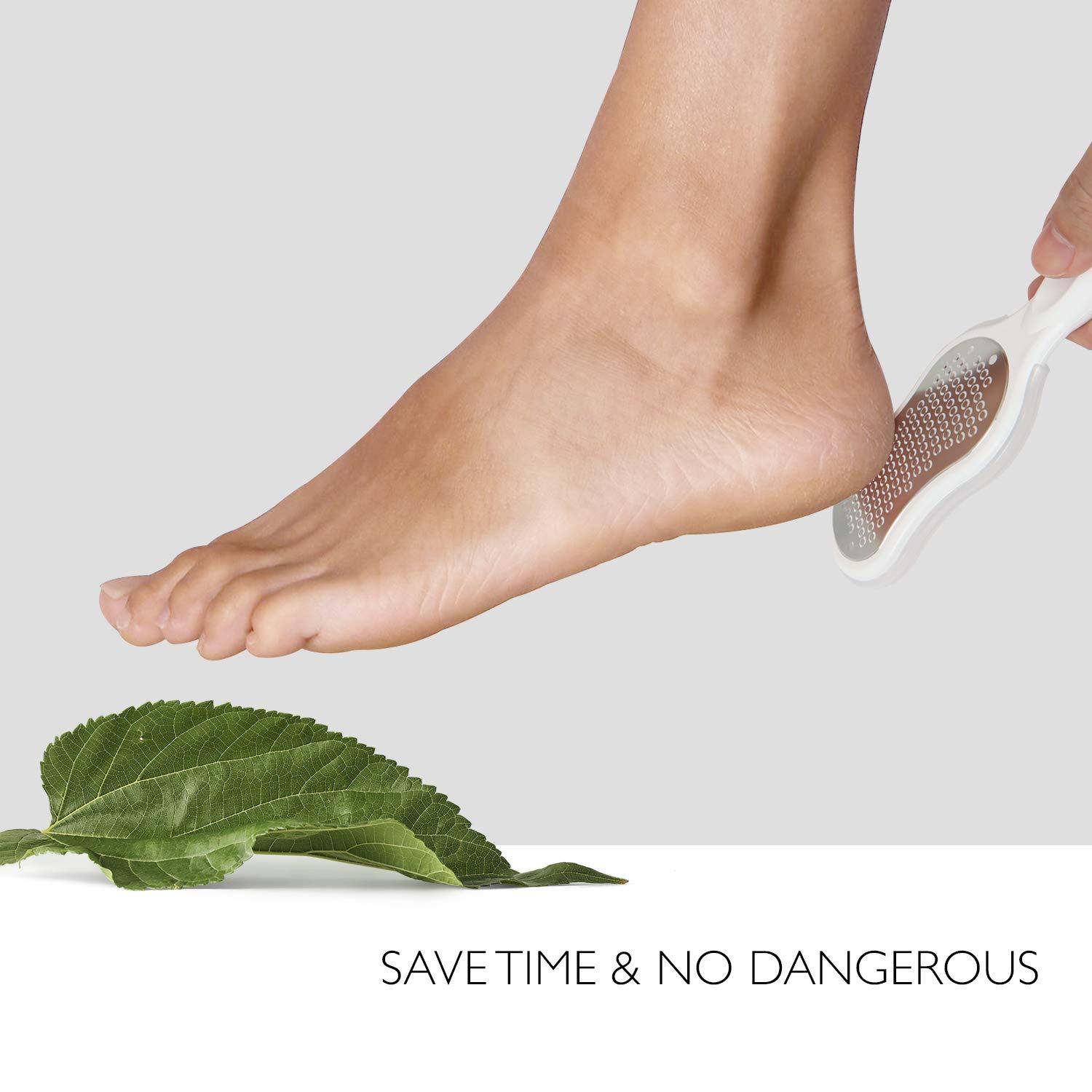 STEINDER Steinder Foot File for Hard Skin Remover, Foot Scrubber Scraper, Feet Pedicure Kit, Foot Grater, Heel File, Foot Care Kit - White