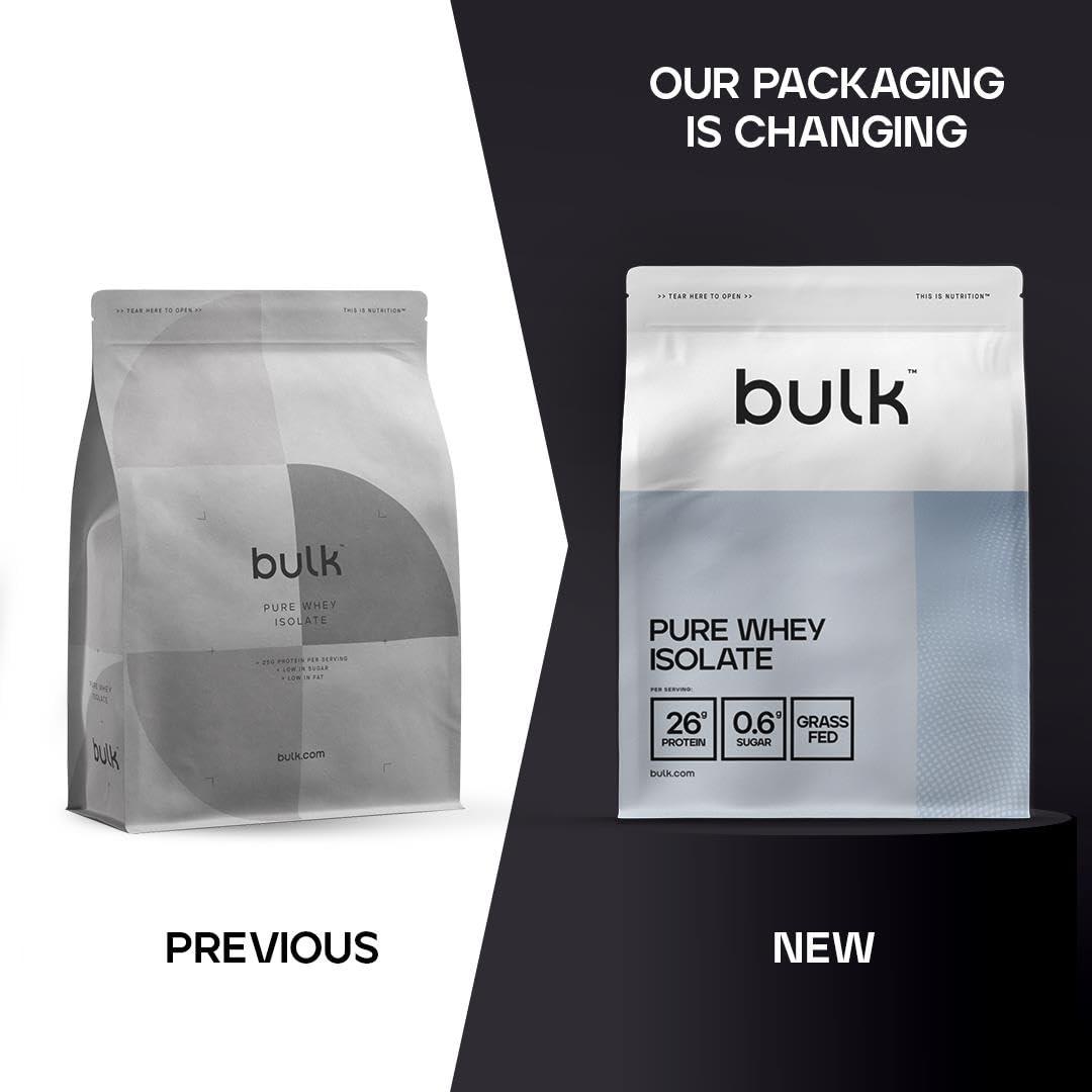 Bulk Bulk Pure Whey Protein Isolate, Protein Powder Shake, Unflavoured, 2.5 kg, Packaging May Vary