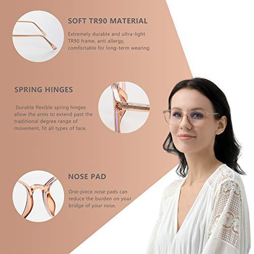 FONHCOO FONHCOO Blue Light Blocking Glasses Women Men Computer Eyeglasses,TR90 Fashion Round Transparent Anti Blue Light Glasses with Anti Eyestrain & UV Glare for Gaming & Reading