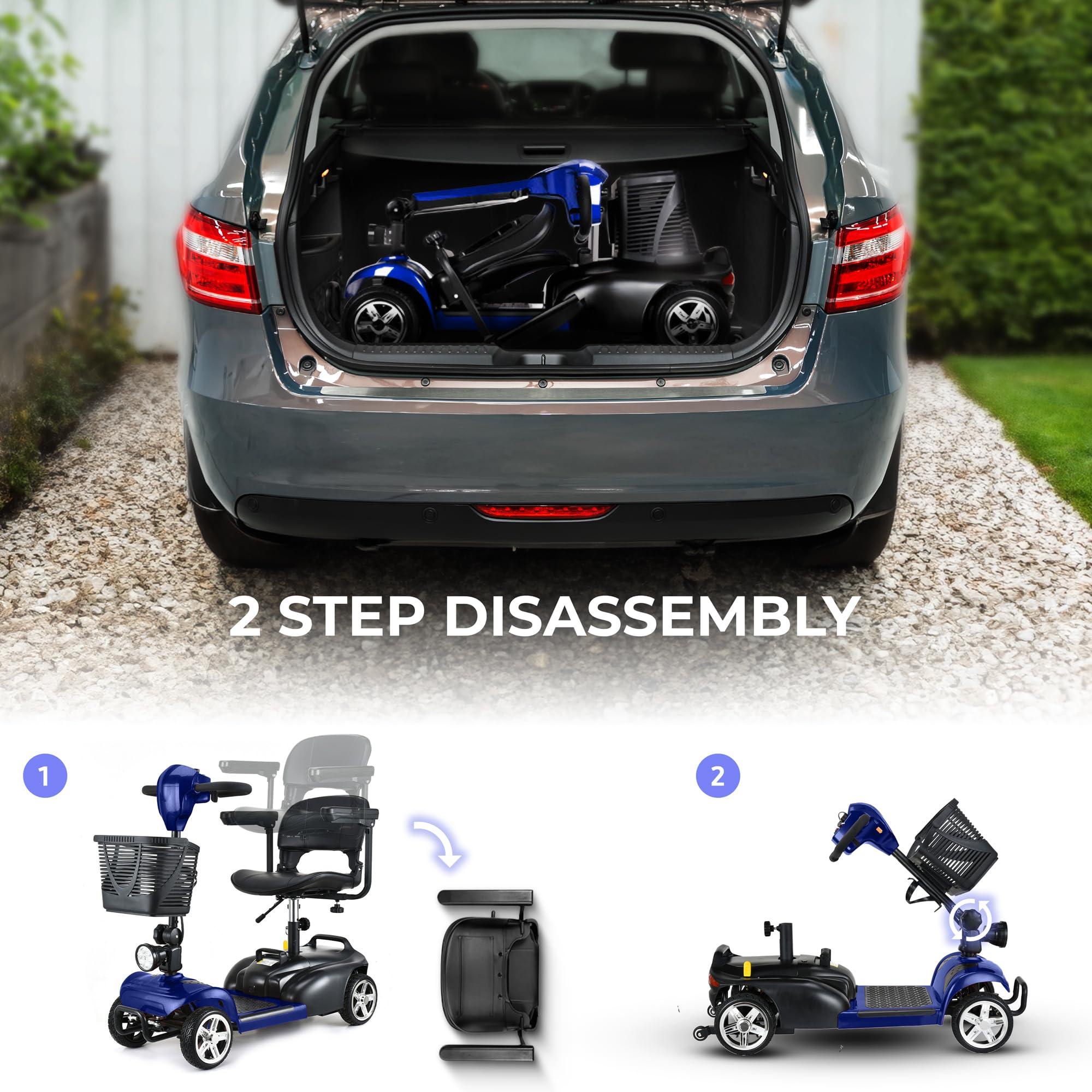 DECOMIL DECOMIL Portable Mobility Scooter for Seniors, Foldable Electric Powered Scooter. 300 LBS Capacity, Medical Travel Scooter for Adults, 4 Wheels, Lightweight(85 lbs)