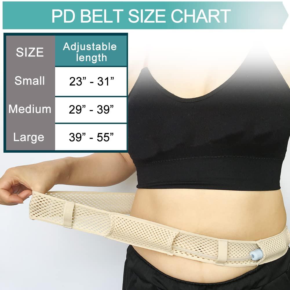 EaseToU Comfortable Breathable Peritoneal Dialysis Belt PD Catheter Holder Accessories Adjustable Feeding G Tube Pouch Safety Secure Transfer Set Peg Tubing Supplies Men Women, Beige Small
