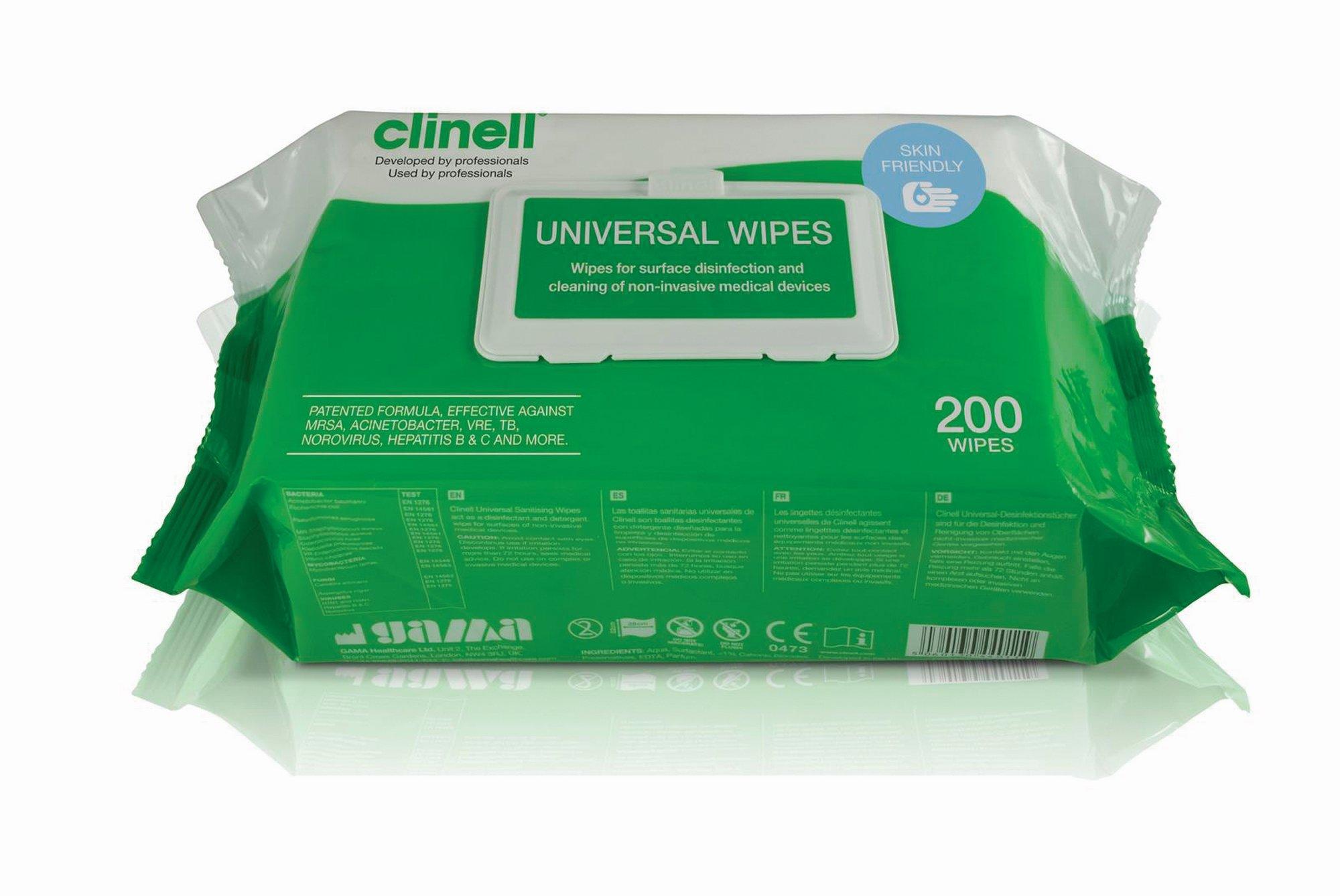 NRS Healthcare NRS Healthcare Clinell Antibacterial Hygiene Wipes x 200 Pack