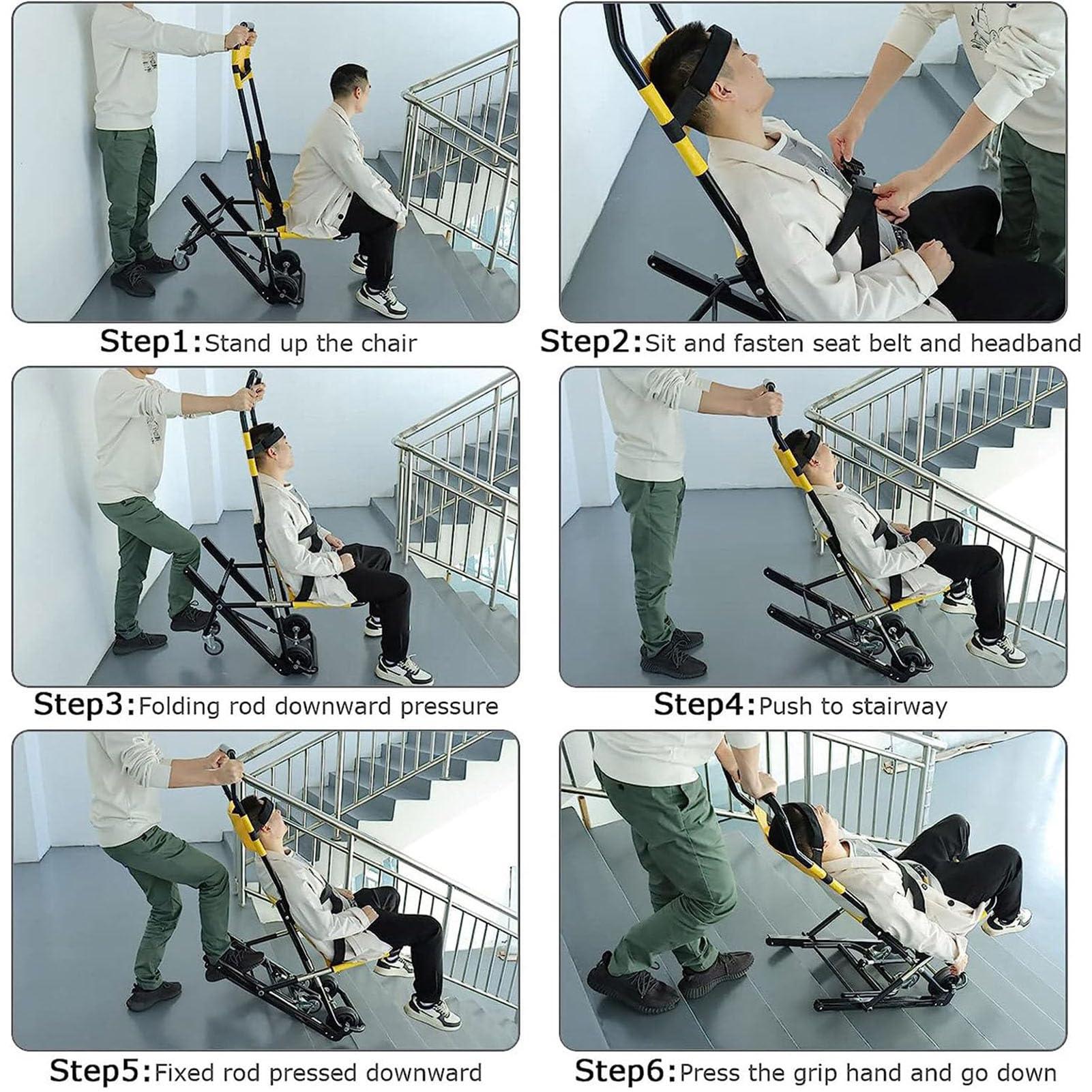 XLJLKJDS XLJLKJDS Stair Stretcher, Foldable Stair Chair Lift, Transfer Stair Chair Lift Assist Devices, Aluminum Light Weight Em-ergency Evacuation Climbing 2 Wheel Foldable Lift, Load 159kg