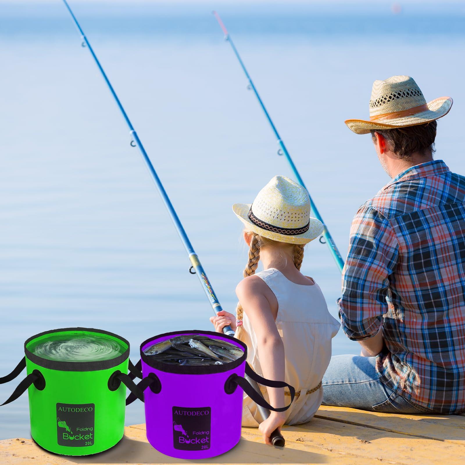 AUTODECO AUTODECO Collapsible Bucket 5 Gallon Container Folding Water Bucket Portable Wash Basin for Camping Fishing Travelling Outdoor Gardening Purple 1Pcs 20L