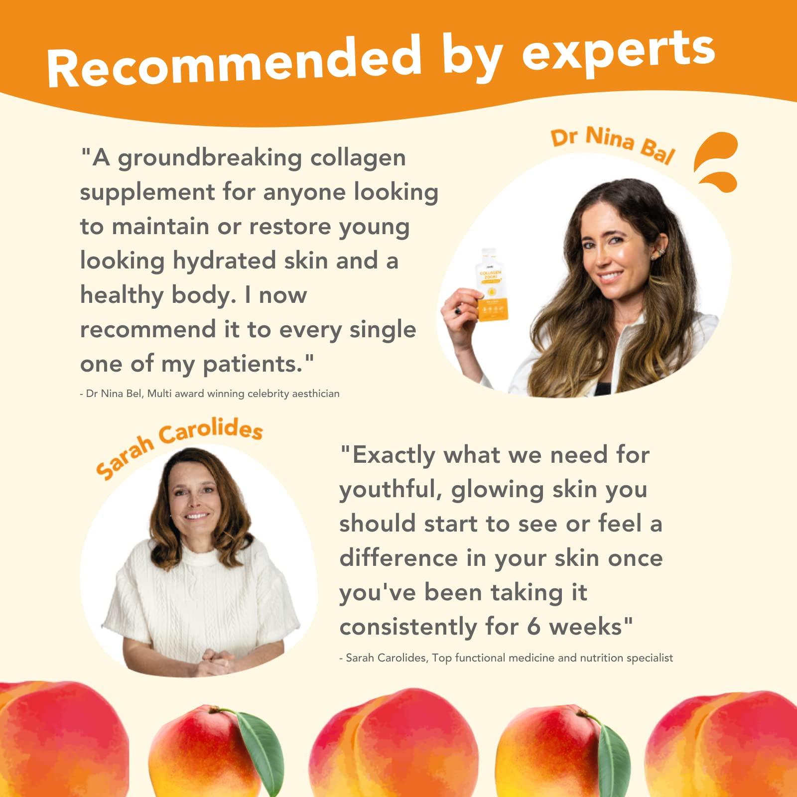 Zooki Zooki Marine Collagen Liquid Sachets 5,000mg Great Taste, Sugar Free High Strength Marine Collagen Supplements for Women & Men Skin, Joints & Hair (Mango Peach Flavour, 14 Servings)