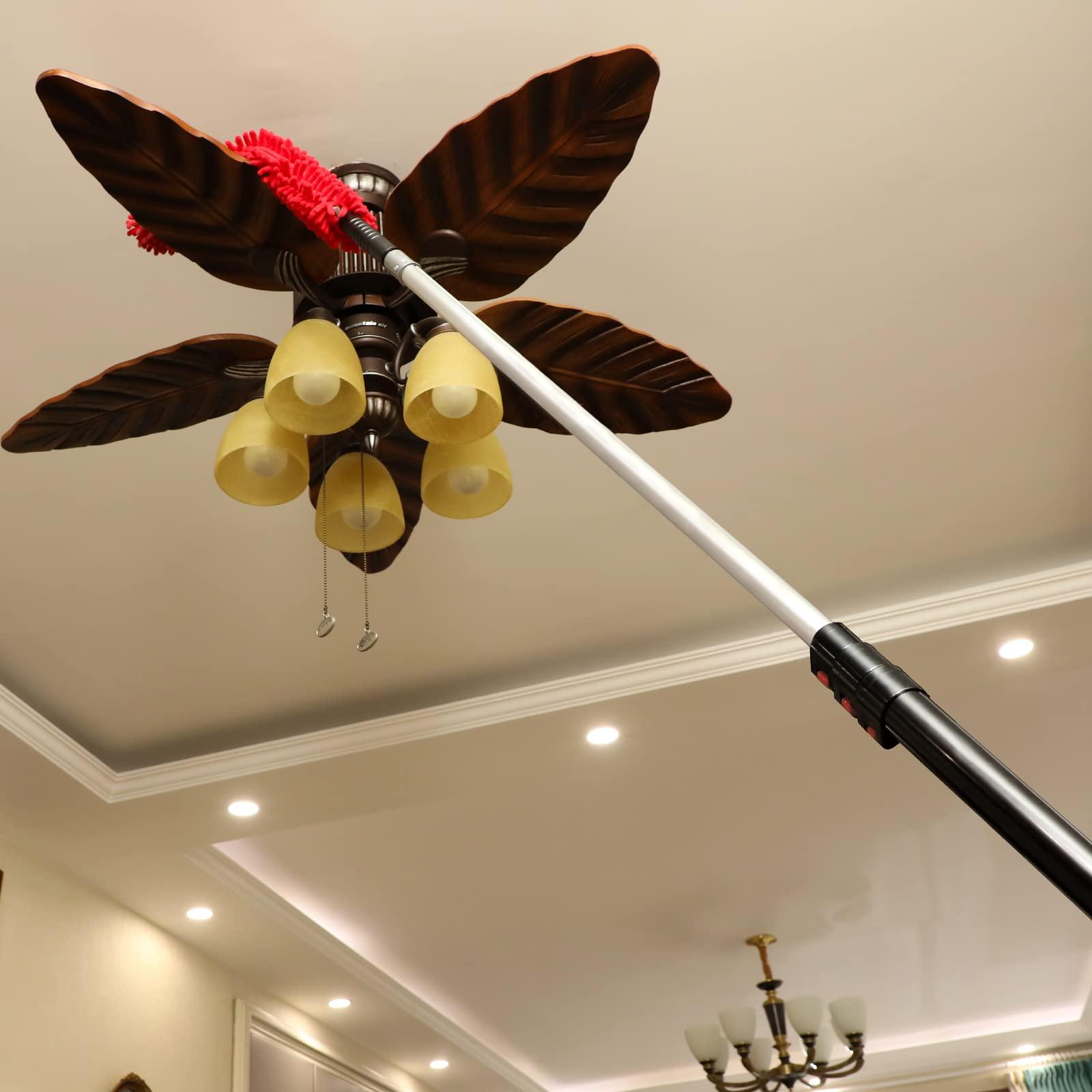 HIWARE 20 Foot High Reach Dusting Kit with 5-12 Foot Extension Pole // High Ceiling Duster with Telescopic Pole // Cobweb Microfiber Duster // Outdoor & Indoor Extendable Duster Cleaning Kit