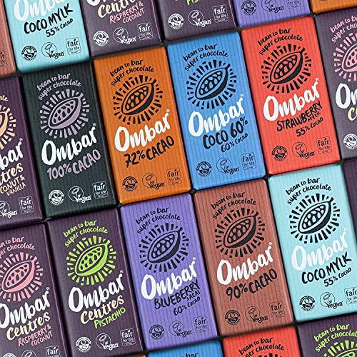 OMBAR Vegan Chocolate Bar - Ombar 72% Dark Chocolate (35g x 10 bars) - Organic Fair Trade Chocolate - Dairy and Gluten Free - Raw Cacao