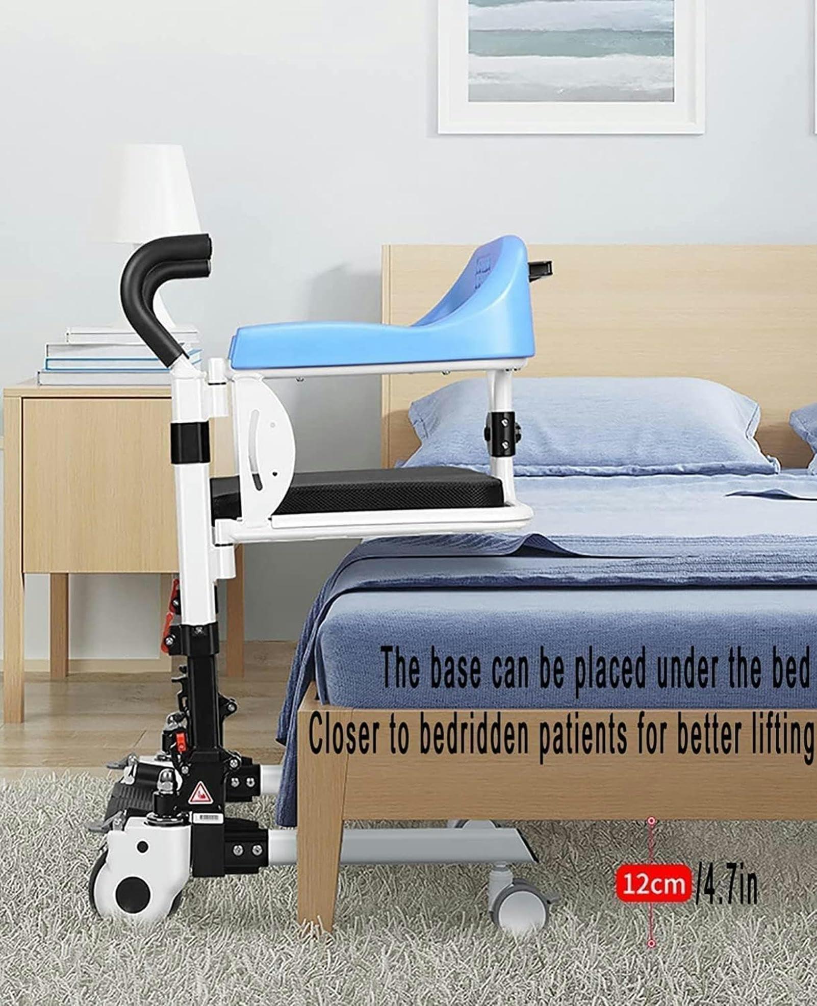 CNAOHGHN Lift for Home, Bedside Commodes Self-Service Lift Transfer Aid W/180 Split Seat, Transport Wheelchair Moving Machine for Seniors Disabled