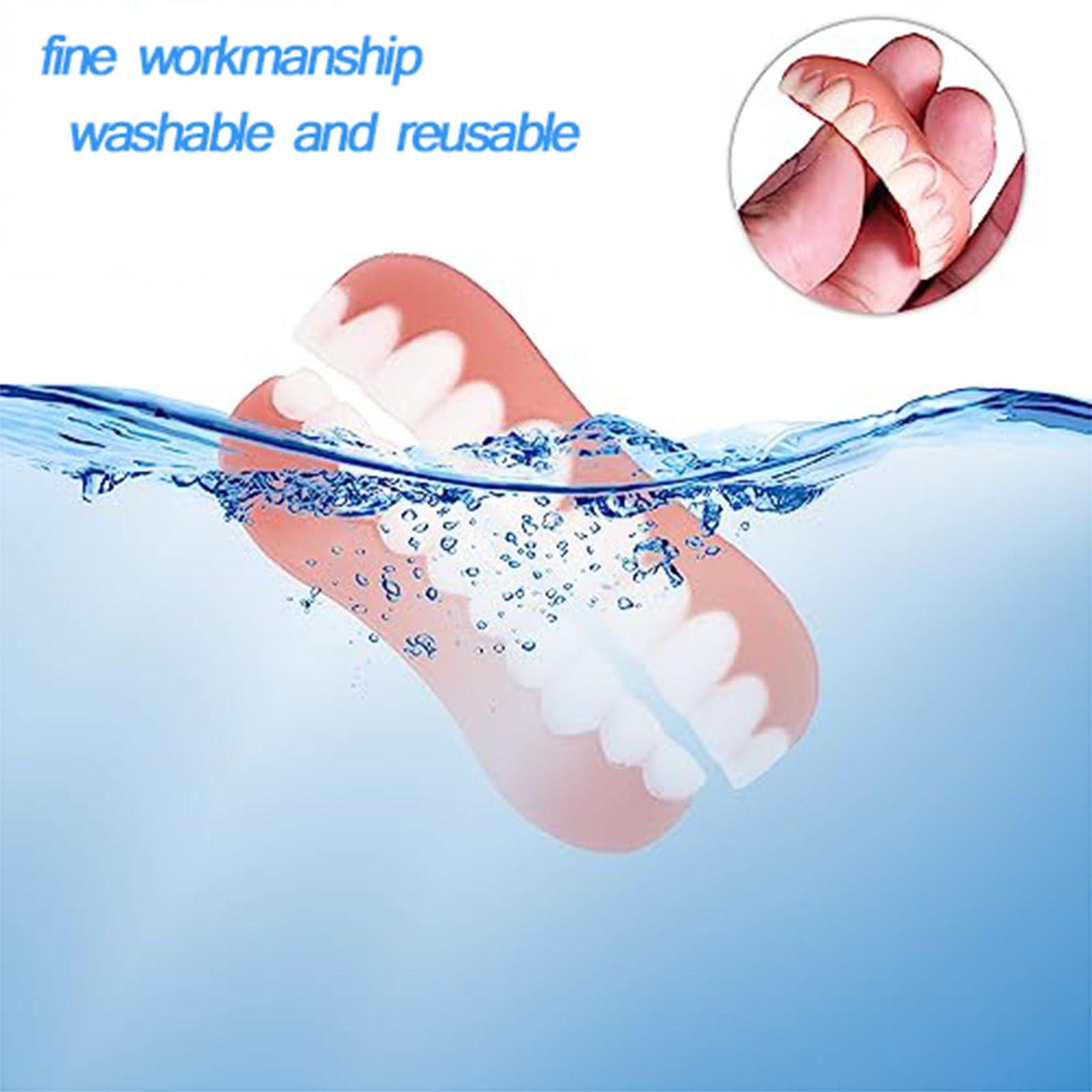 Brigtviee Brigtviee Silicone Reline Denture Set, 2 Pair of Snap-On Dentures Set Upper & Lower,Veneers Snap in Teeth Teeth Comfort Fit, for Men Women with Bad Teeth