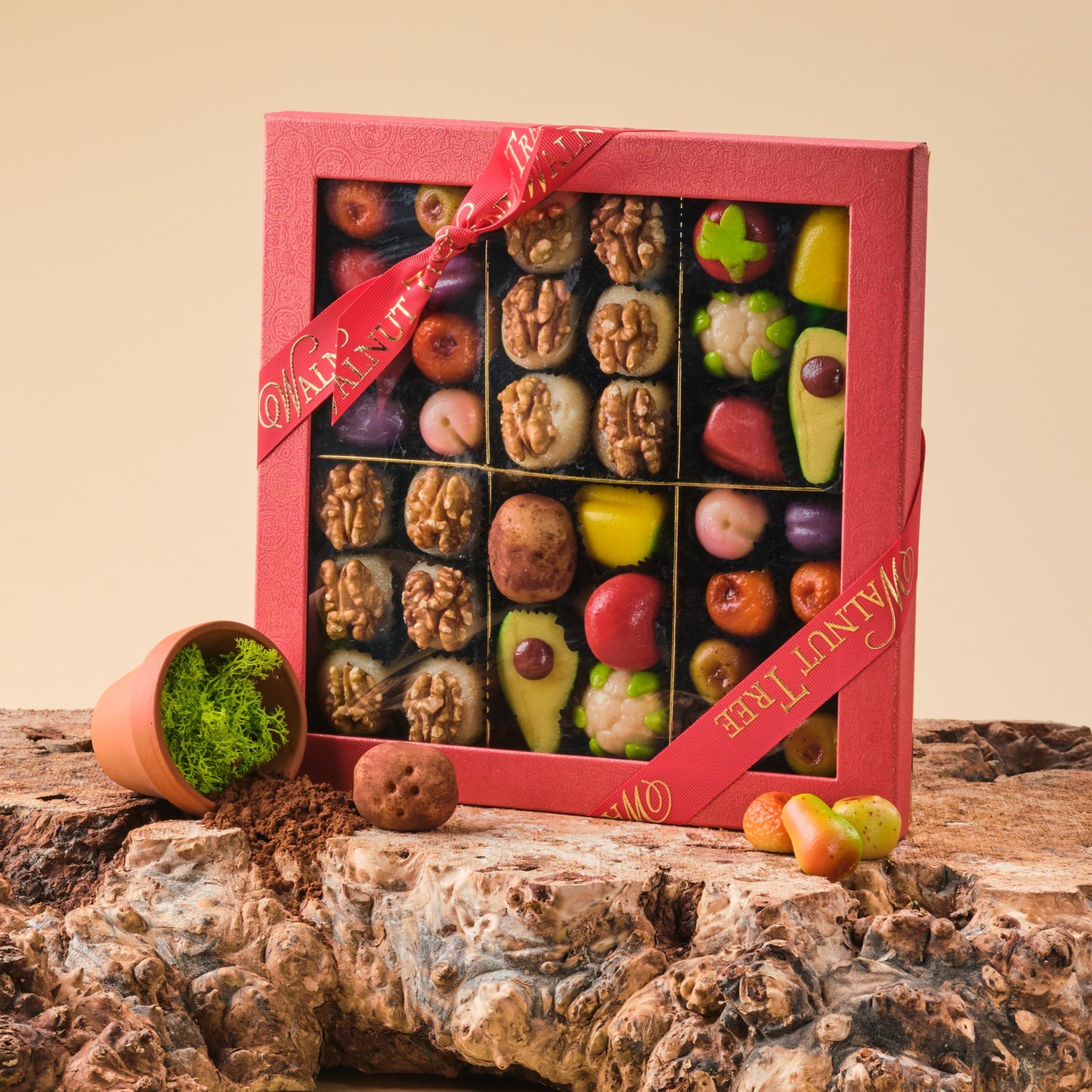 Walnut Tree Walnut Tree Marzipan Gift Box Made from Real Almonds Hand-Packed Great Taste Award Winner Suitable for Gluten-Free Diets Luxury Gift for Women & Men, Birthday, Anniversary, 550g
