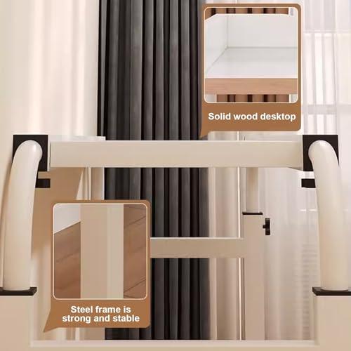 FreshCart Basics Rolling Bed Table, Adjustable Height Over Bed Table with Wheels for Queen Size Beds - Mobile Computer Desk, Laptop Cart, Standing Workstation