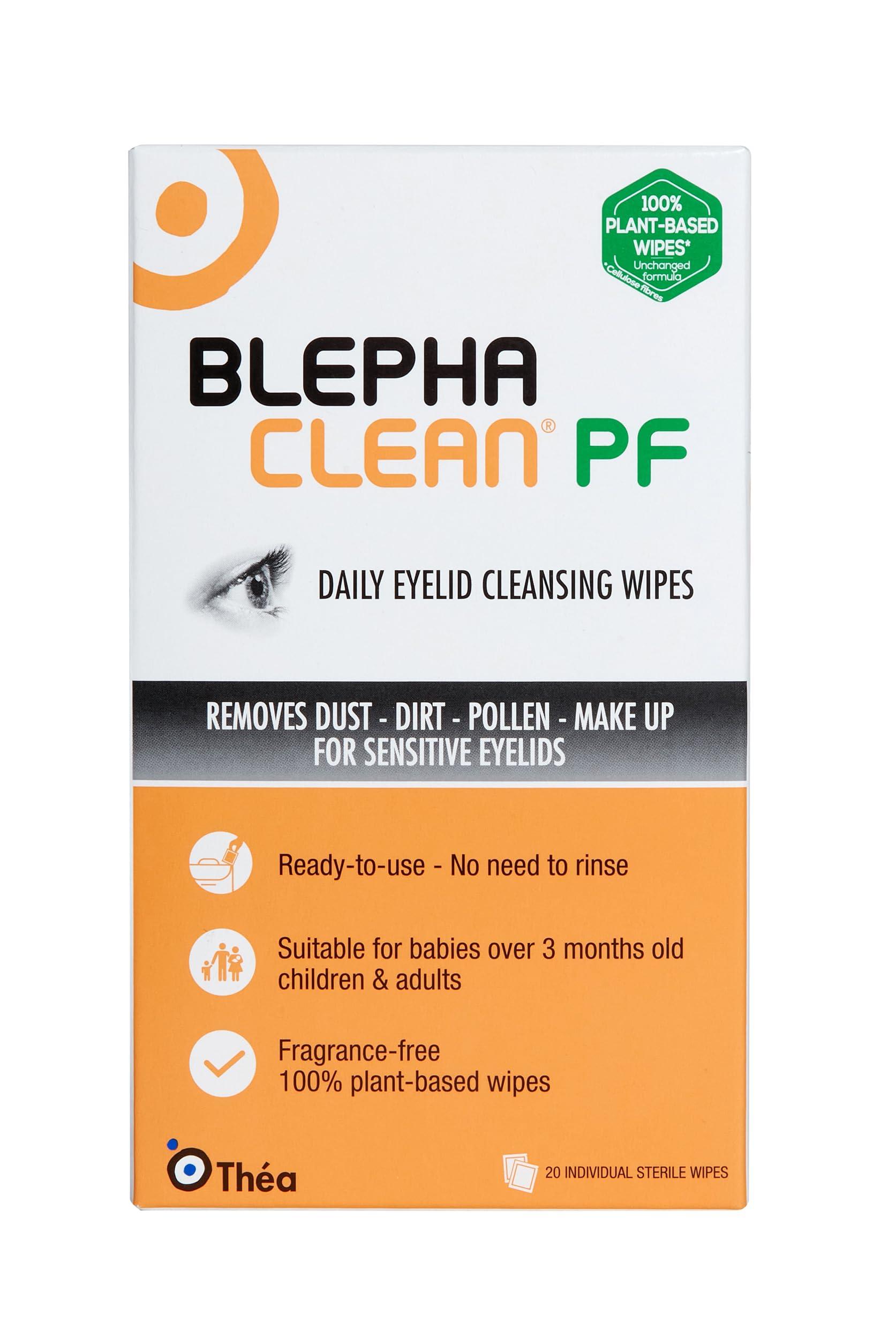 Blephaclean 40 Blephaclean PF Daily Eyelid Wipes - Gentle Cleansing for eyelids and Skin Around The Eyes | Suitable for Babies (Over 3 Months Old), Children and Adults | 20 Sterile Plastic-Free Wipes x 2 Packs
