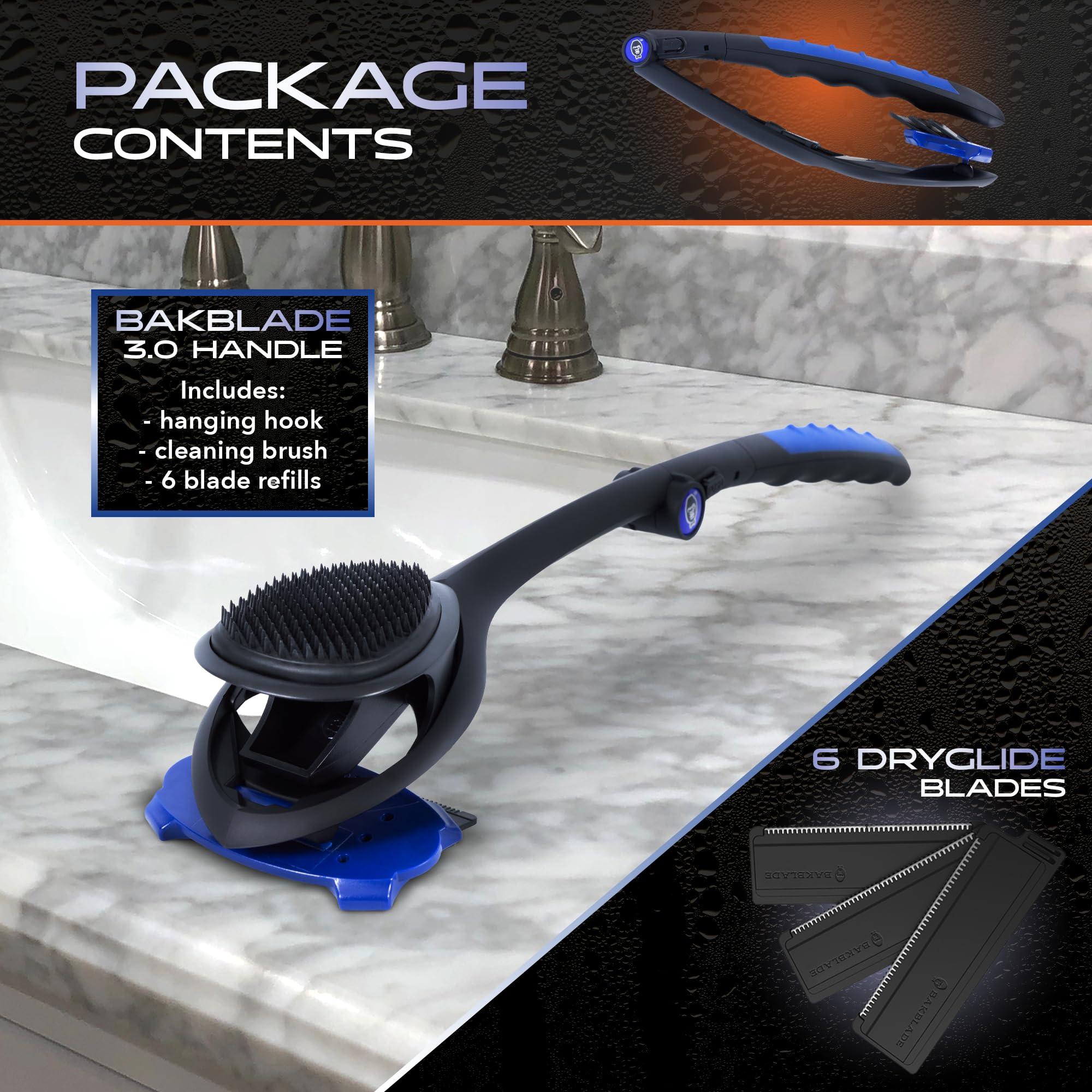 baKblade BakBlade 3.0 Stealth - Back Shaver for Men, Extra Long 23" Ergonomic Handle for a Close, Pain-Free Shave | The Ultimate Back Hair Remover for Men, +3 Extra Back Blade Refills