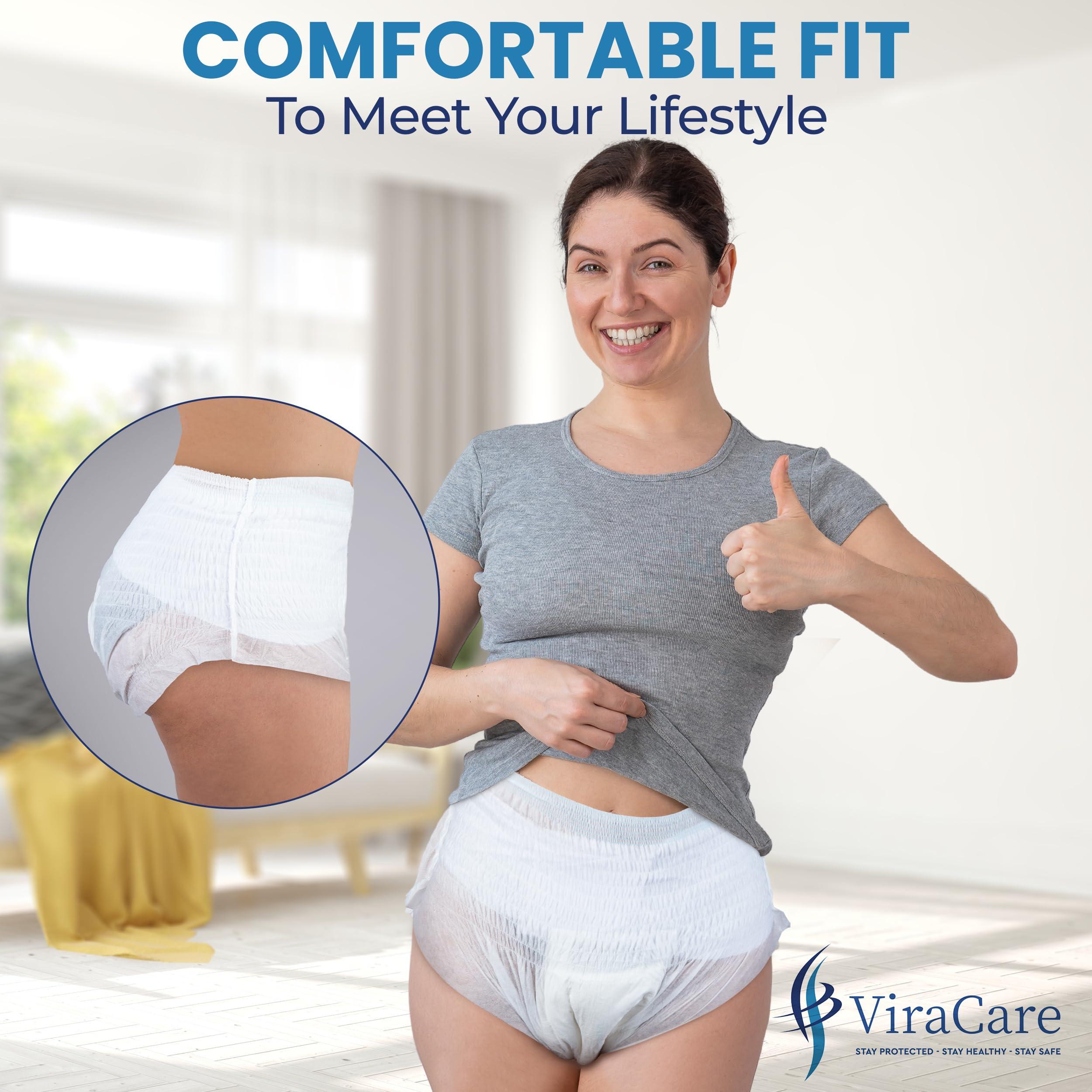 ViraCare 28 x Incontinence Maxi Pants Women and Men | Adult Pull Ups | Adult Nappies | Maxi Absorbency and Odour Free | Adults Pants | Waist Size Large 80-156 cm | (Large)