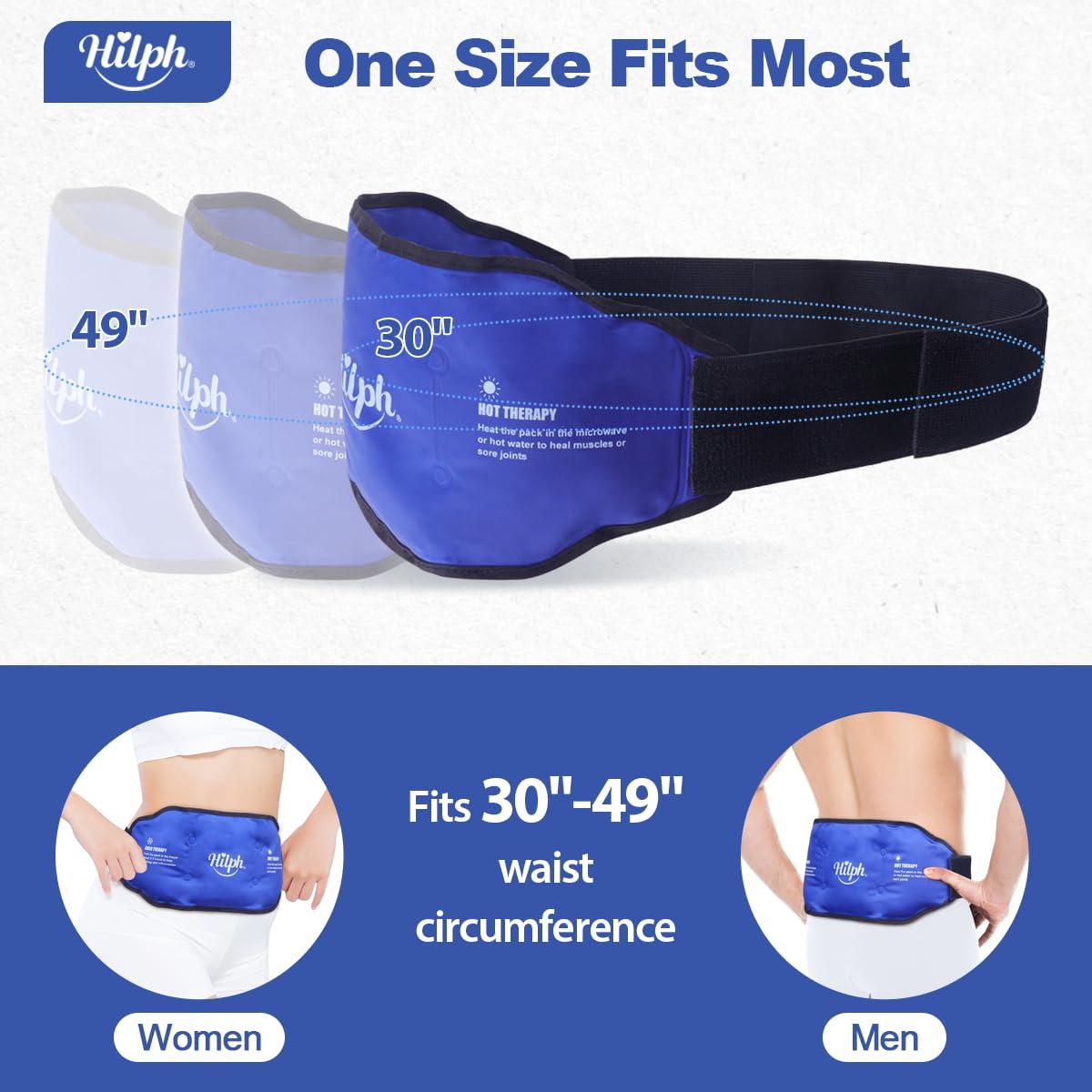 Hilph Hilph Ice Pack for Back Pain Relief, Reusable Lower Back Gel Wrap Hot Cold Compression Therapy Lumbar Ice Pack for Back Injuries, Sciatic Nerve, Herniated or Degenerative Disc, Tailbone Pain-Blue