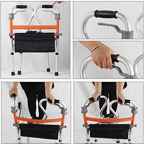 SmPinnaA Folding Rollator Lightweight Travel Walker, Fold Walker with Seat, Ultra Mobility Aid Four Wheel, Drive Rollator Walking Frame Adjustable Height Free Installation,Gray