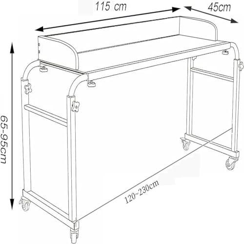 FreshCart Basics Laptop Bed Table Overbed Table With Wheels Adjustable Height, Portable Lap Desk, Breakfast Table, Serving Tray, Standing Workstation Food Tray Desk Rolling Medical Table(Color:Wood)