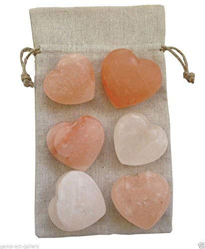 Clossy London Massage Stones Therapeutic Himalayan Salt Crystal Set of 3 Smooth Salt Stones (Heart Shape) by Clossy London