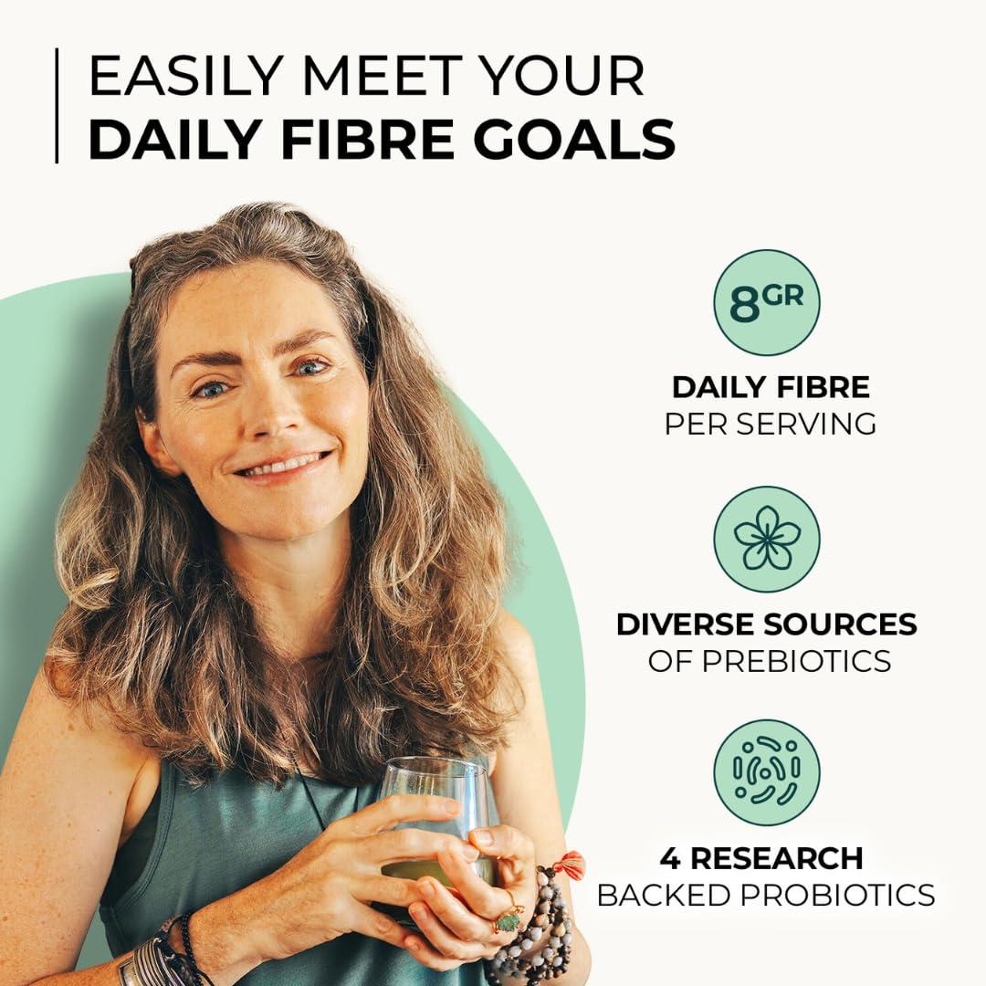 Inspiriko 15g Soluble Fibre Supplement - 50% NHS Daily Prebiotic Fibre Powder with Inulin, Acacia Gum, 2 Billion CFU in Probiotics Powder. 6-in-1 Tasteless Prebiotics for Gut Health, 240 Grams