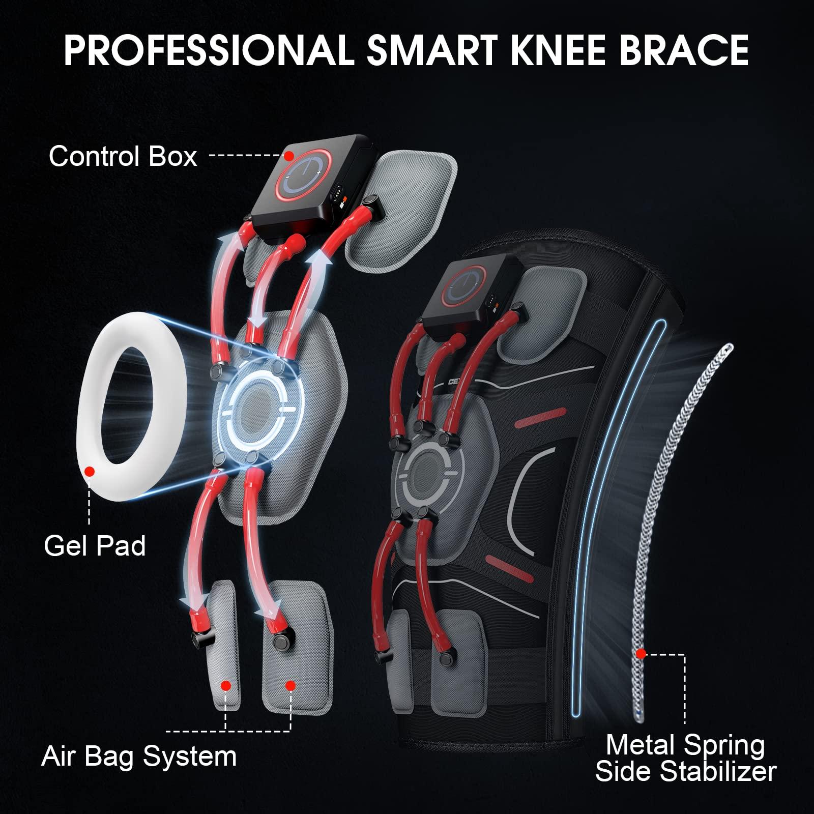 Homesbrand E-KNEE Professional Knee Brace with Side Stabilizers, Smart Chip, Gyroscopes, Airbag System for Protecting Patella, Meniscus, Ligaments and Relieving Meniscal Tears, ACL, Arthritis, Joint Pain