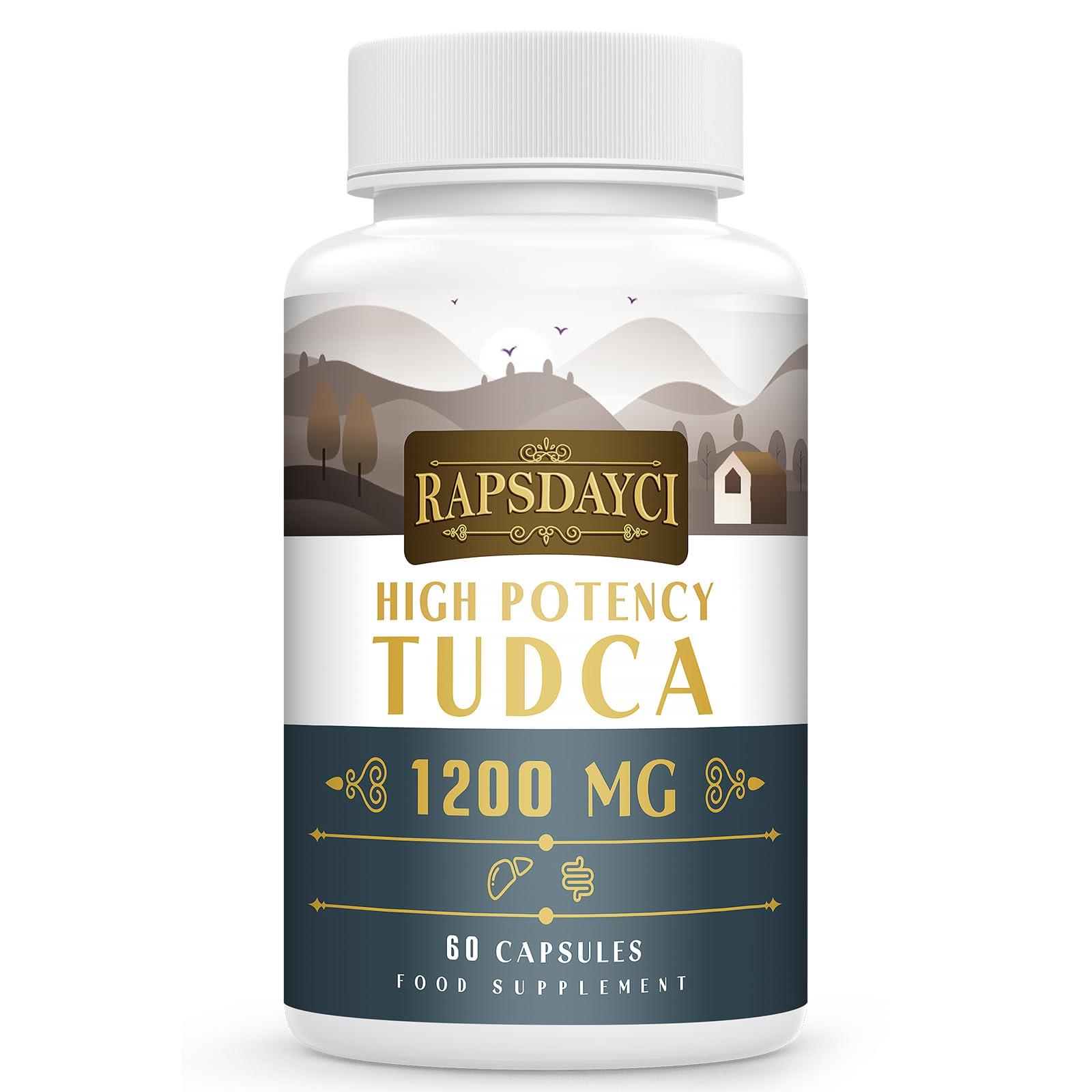 Rapsdayci Ultra Strength TUDCA (1200mg Per Serving), 60 Capsules - Tauroursodeoxycholic Acid, Liver Support Supplement, Enhances Proper Bile Production, Boosts Digestion and Immune System Support