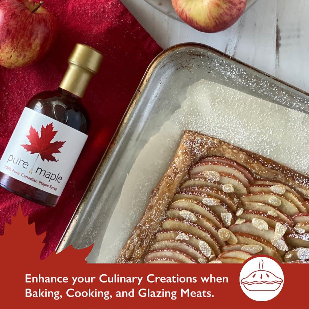 Pure Maple Pure Canadian Maple Syrup - Grade A - Ideal Topping for Porridge, Ice Cream, Fruit, Pancakes - 100% Natural Sweetener - 264g / 200ml (200ml, Dark)