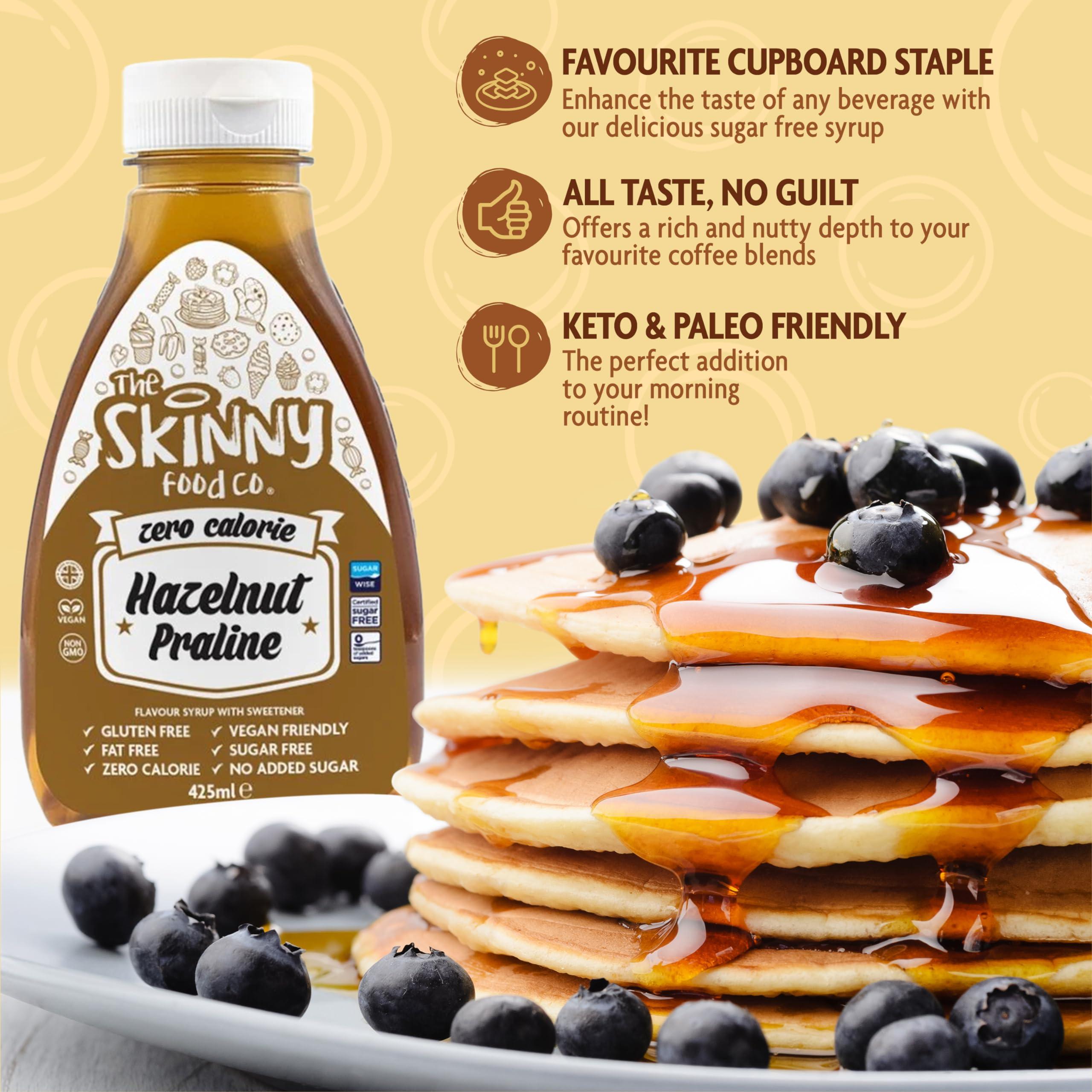 The Skinny Food Co Skinny Food Co Hazelnut Praline Syrup Zero Calorie 425ml - Sugar Free Hazelnut Coffee Syrups For Tea, Hot Chocolate, Fruit, Baking, Protein Drinks - Vegan-Friendly, Gluten-Free & Fat-Free