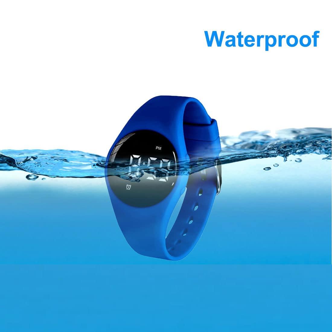 e-vibra e-vibra Waterproof Vibrating Alarm Watch Silent Medical Reminder Watch - with 8 Daily Alarms Setting (Black Round - Waterproof)