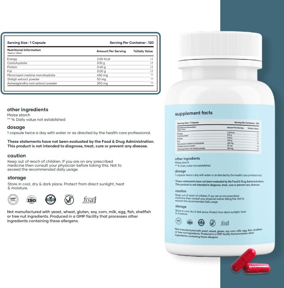 mars by GHC Creatine Capsules Powered with Shilajit by by GHC (120 N) - Pack of 3 | Supports Overall Well Being | Good Health Company