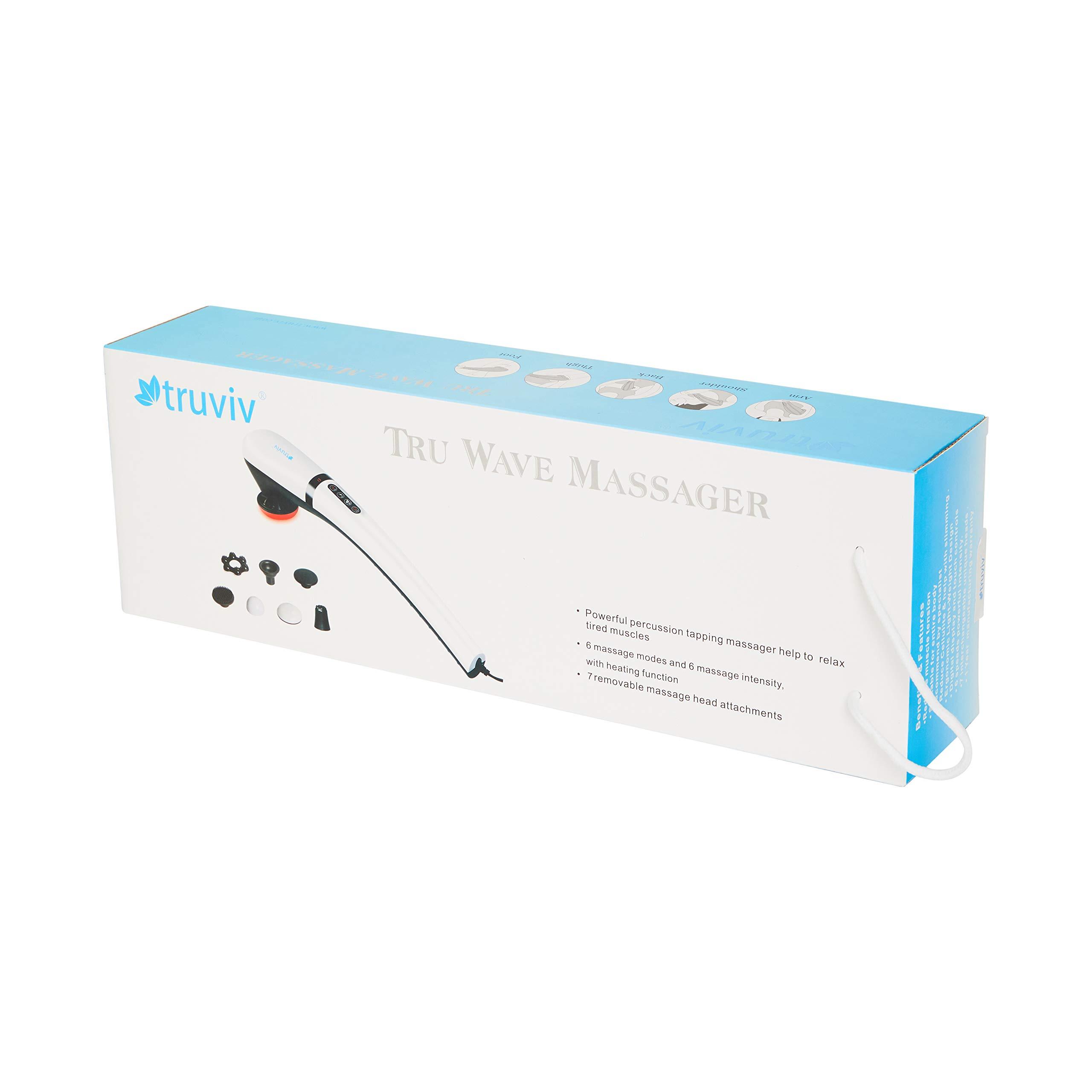 TRUVIV TRUVIV TRU Wave Percussion Handheld Massager with Heat, Deep Tissue Massager for Neck Shoulder Waist Leg Foot Back Pain Relief, Massager for Full Body