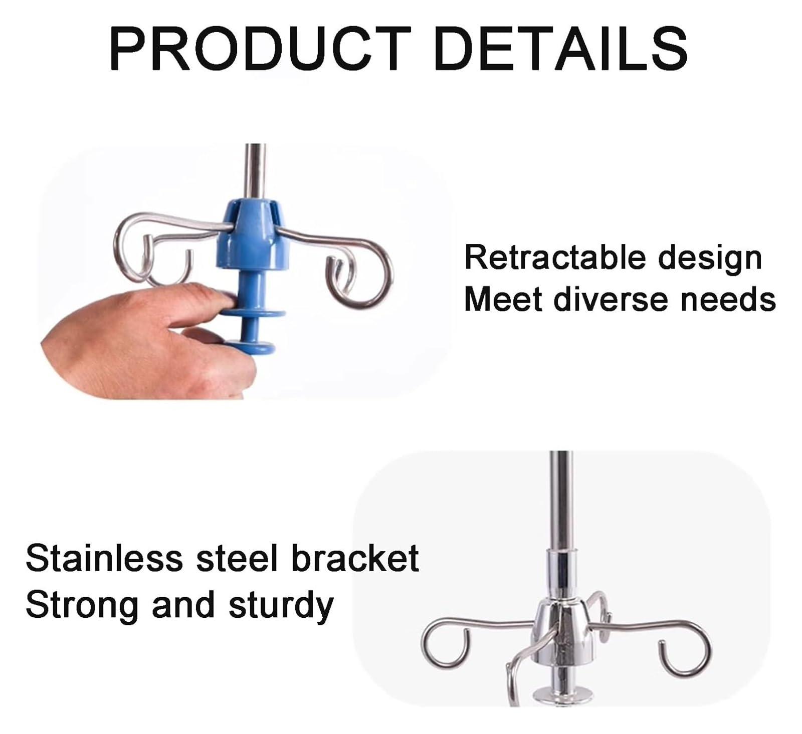 FreshCart Basics IV Pole,IV Pole with Wheels Adjustable IV Stand Medical IV Poles TelescopingStainless Steel IV Stand(Gray1,100 cm Track)