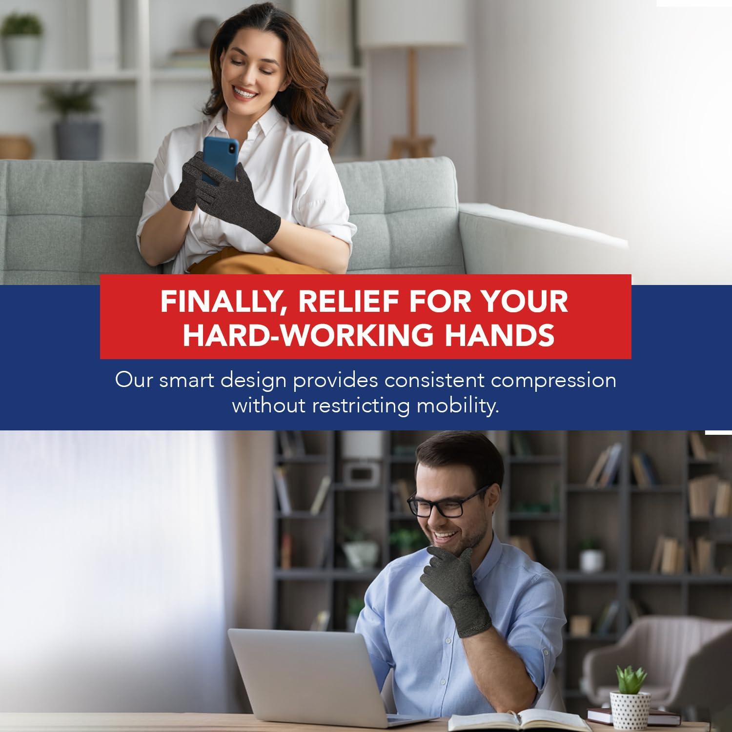 Dr. Arthritis Doctor Developed Compression Gloves With Doctor Handbook - Arthritis Compression Gloves- Compression Gloves for Arthritis for Women/Men - Rheumatoid Arthritis Gloves (L, Grey)