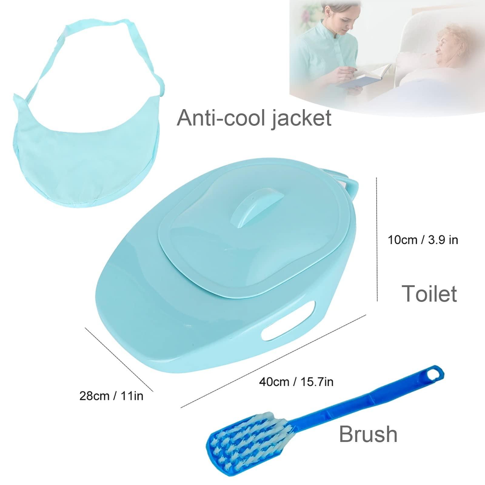QCLUEU QCLUEU Portable Toilet Bedpan, No Spill Or Splash Design, with Soft Cushion and Cleaning Brush PP Bed Pan, for Hospital or Home Use of the Elderly and Bedridden Patients