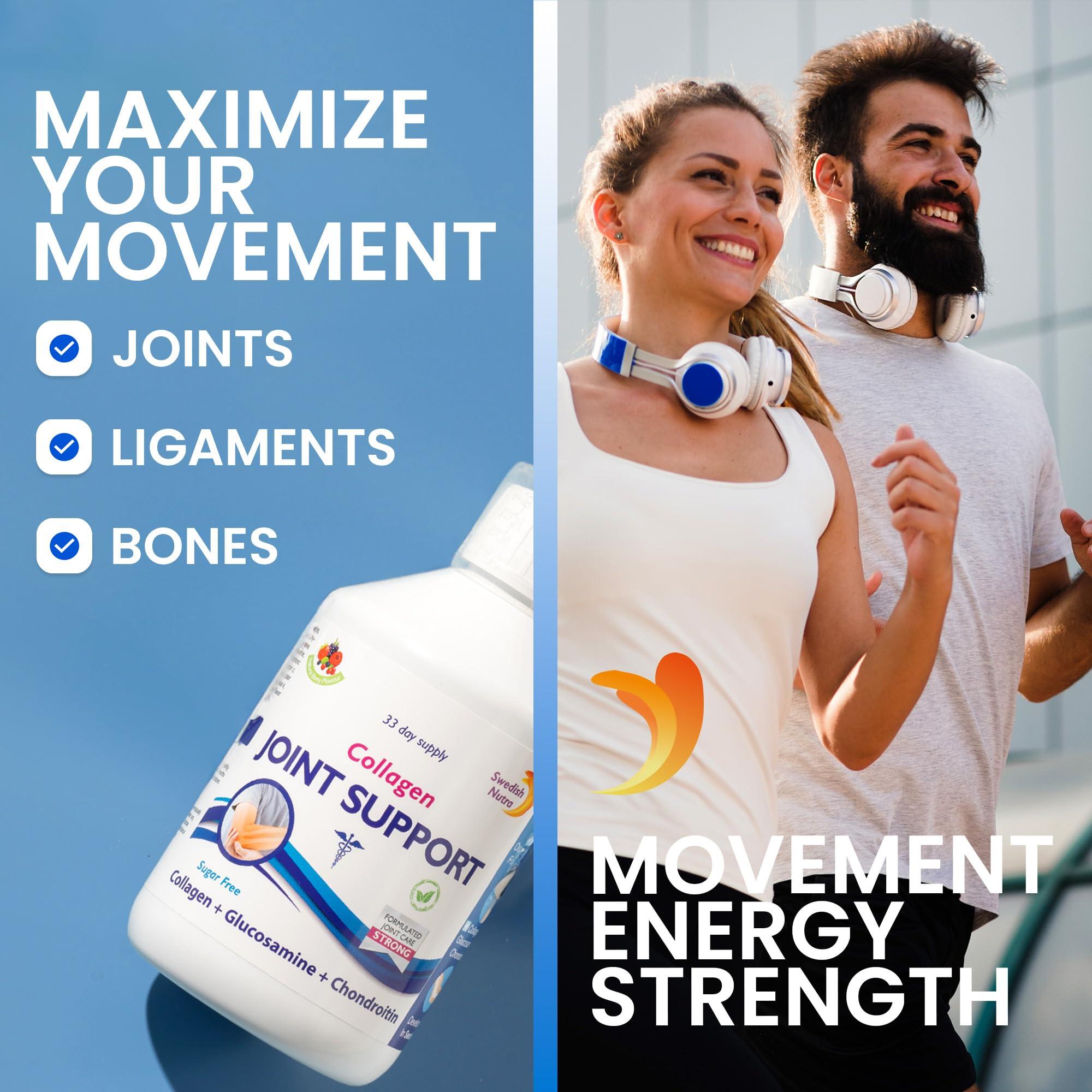 Swedish Nutra Swedish Nutra - Joint Support Collagen - Pack of 500ml, 33 Day Supply | Berry Flavour | with Glucosamine & MSM | 100% Natural Flavour, Sugar & Gluten Free | High Absorption Rate