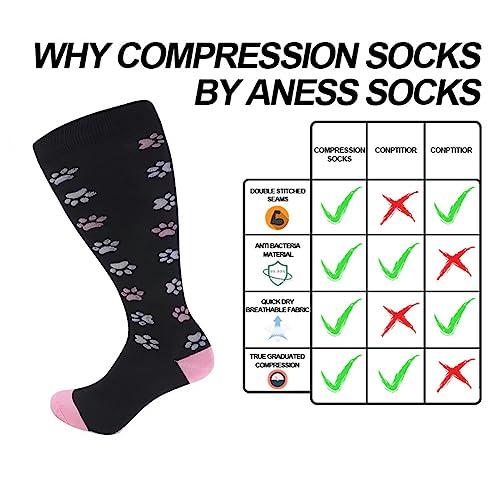 Cheeroyal 3 Pack Plus Size Compression Socks for Women and Men, 20-30mmhg Extra Large Wide Calf Knee High Stockings for Circulation Support (4XL, YSZ06-2)