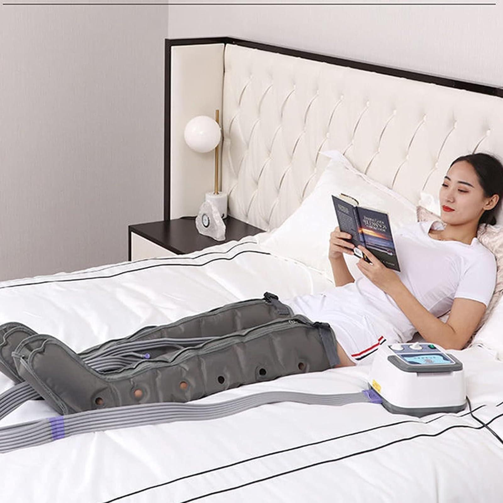 PODEC 8 Cavity Air Compression Leg Massager, Pneumatic Leg Wrap Pressure Machine, 30min Timer and Pressure Adjustable, Relax Blood Circulation Rehabilitation, for Relieve Pain, Varicose Veins