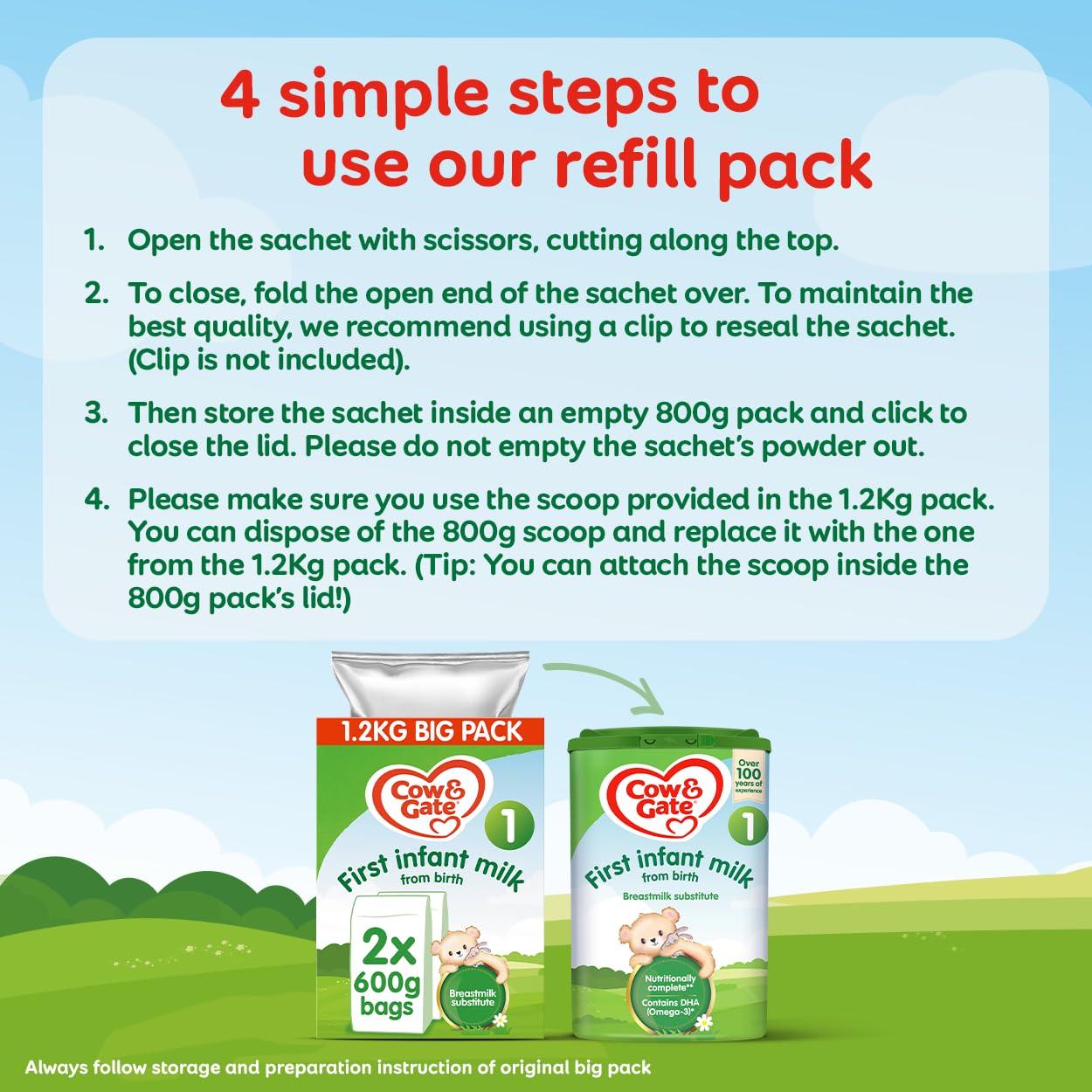 Cow & Gate Cow & Gate 1 First Infant Baby Milk Powder Formula, from Birth, 1.2K (Pack of 3)