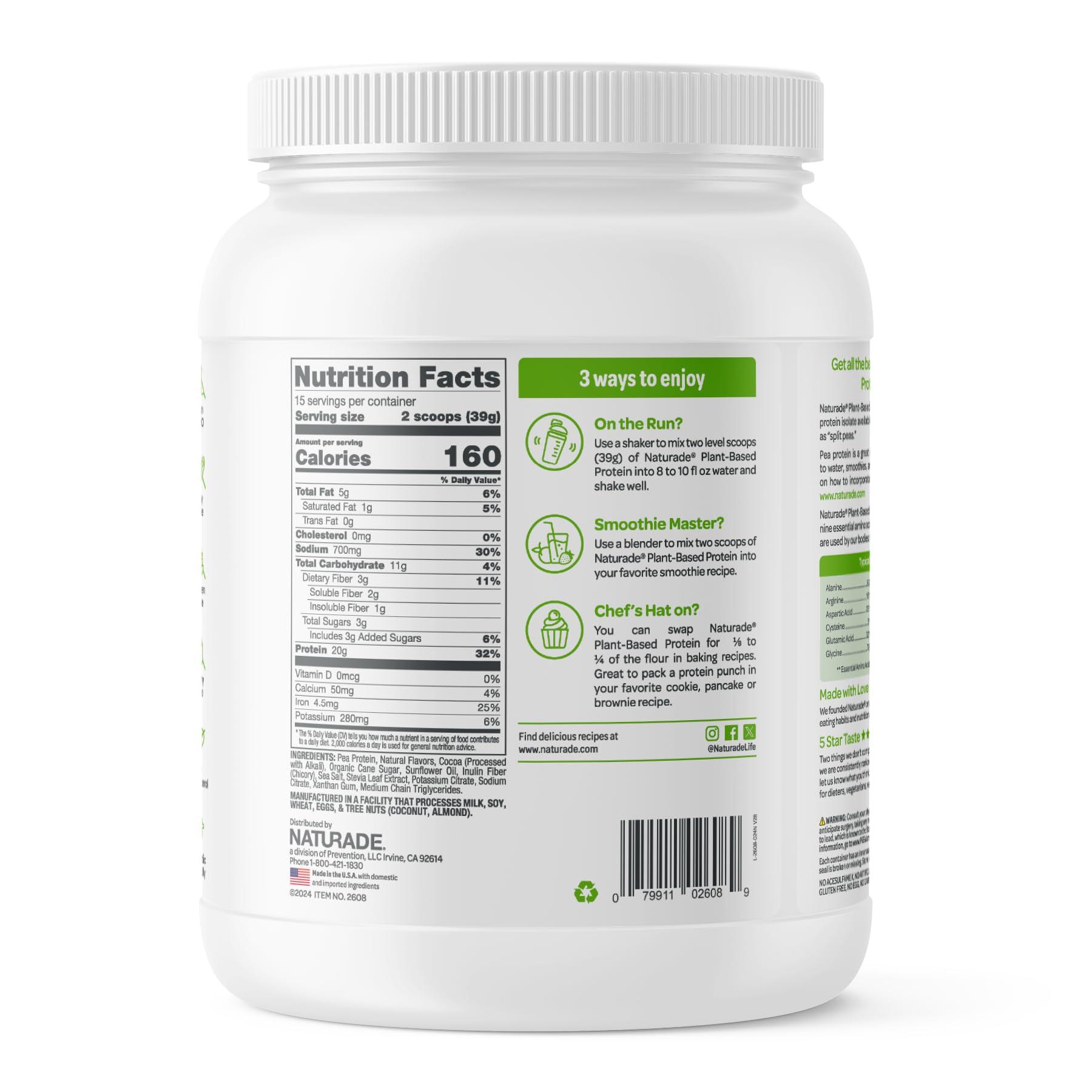 Vegansmart Naturade Plant Based VeganSmart Vegan Pea Protein - Chocolate - 20.6 oz