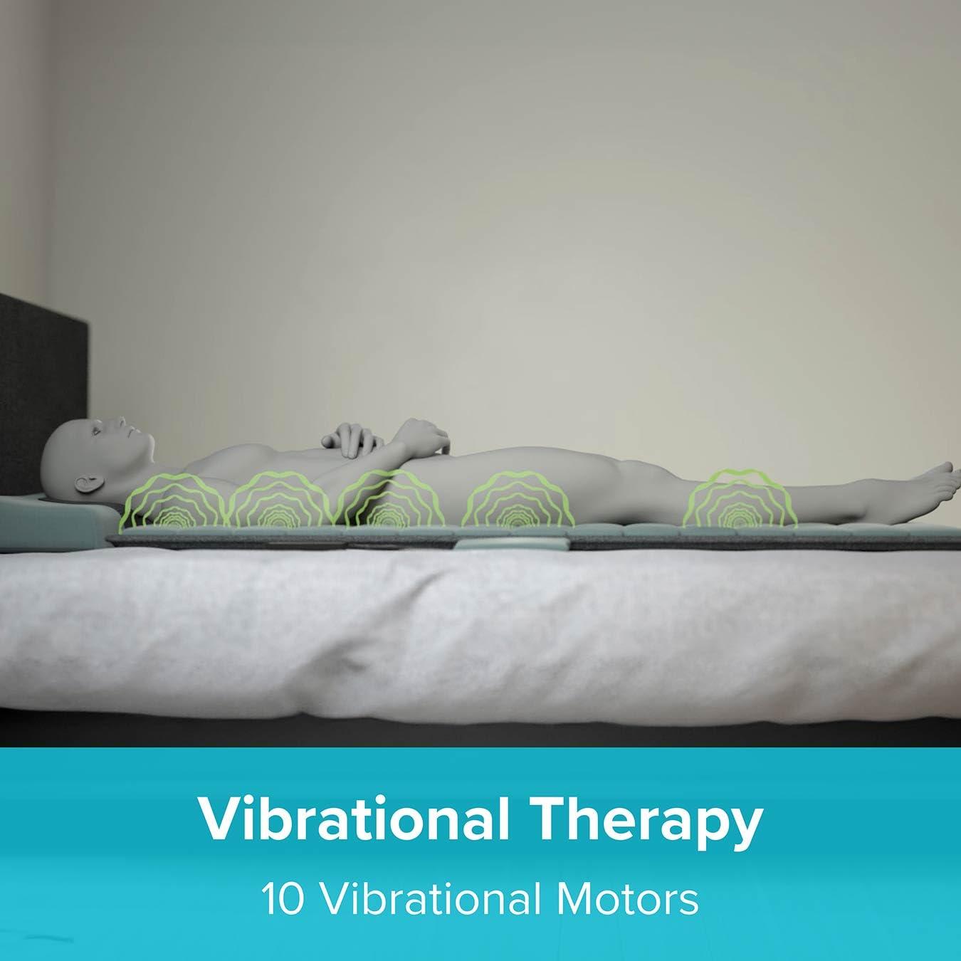 EZWELL eZwell 3-in-1 Massage Remedy System Mattress by Yawn Air Extra Large - Vibrational, Shiatsu & Infrared Heat Therapy Detachable Ergonomic Pillow - 10 Vibration Motors 6 Shiatsu Nodes - Memory Foam