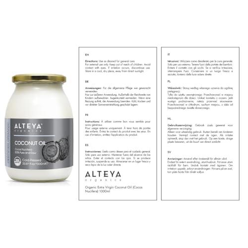 Alteya Alteya Organic Extra Virgin Coconut Oil 1000ml - 100% USDA Certified Organic Pure Natural Extra Virgin Coconut Oil (Cocos Nucifera)