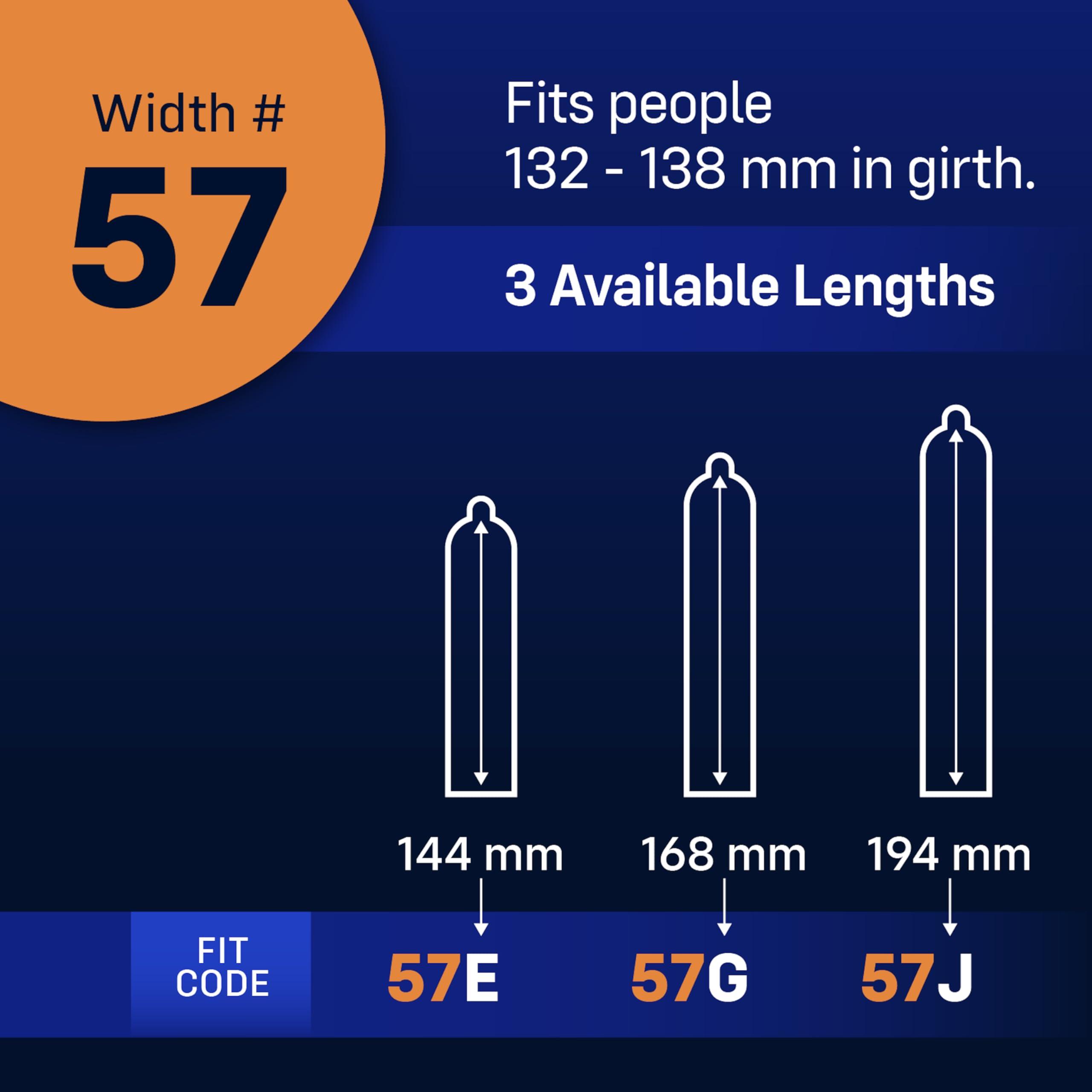 ONE MyONE Custom Fit Large Sized Condoms | Tailored Width & Length | Max Pleasure | Triple Tested Softer Latex | Lubricated | Nontoxic, Vegan, Non-GMO | 57G: Width 57 mm (57), Length 168 mm (G)